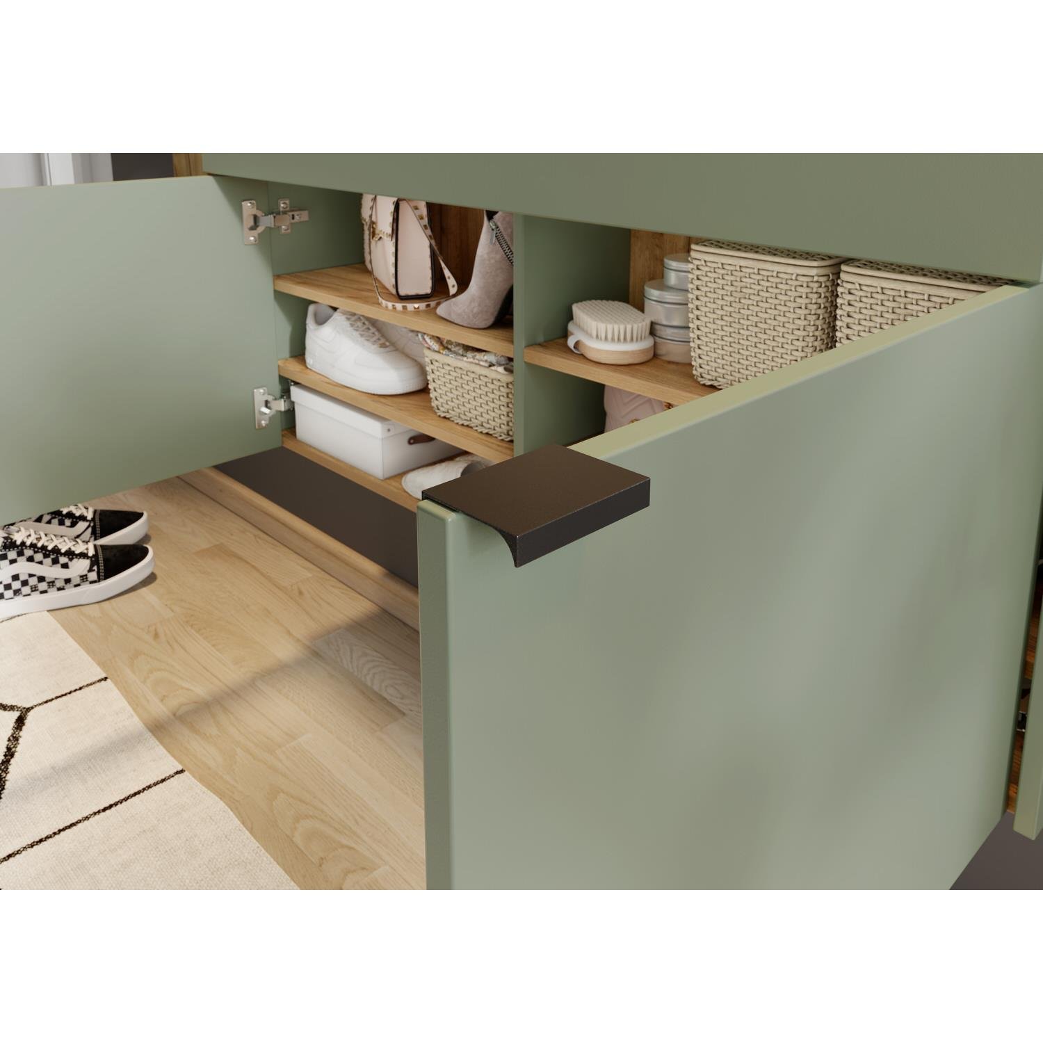 Germania Ameca Taupe Groen | Eiken Schoenenkast Laag
