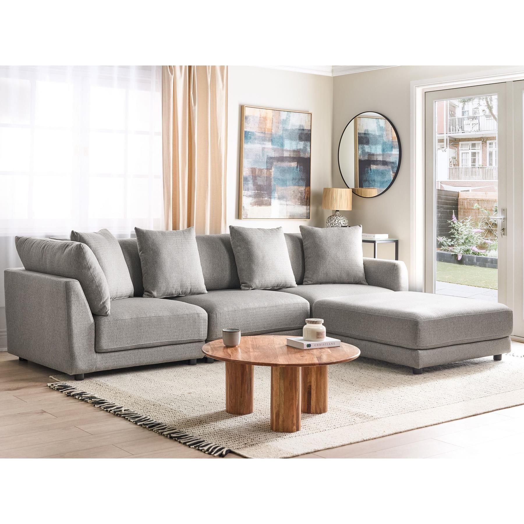 Beliani - SIGTUNA - Driezitsbank - Lichtgrijs - Polyester