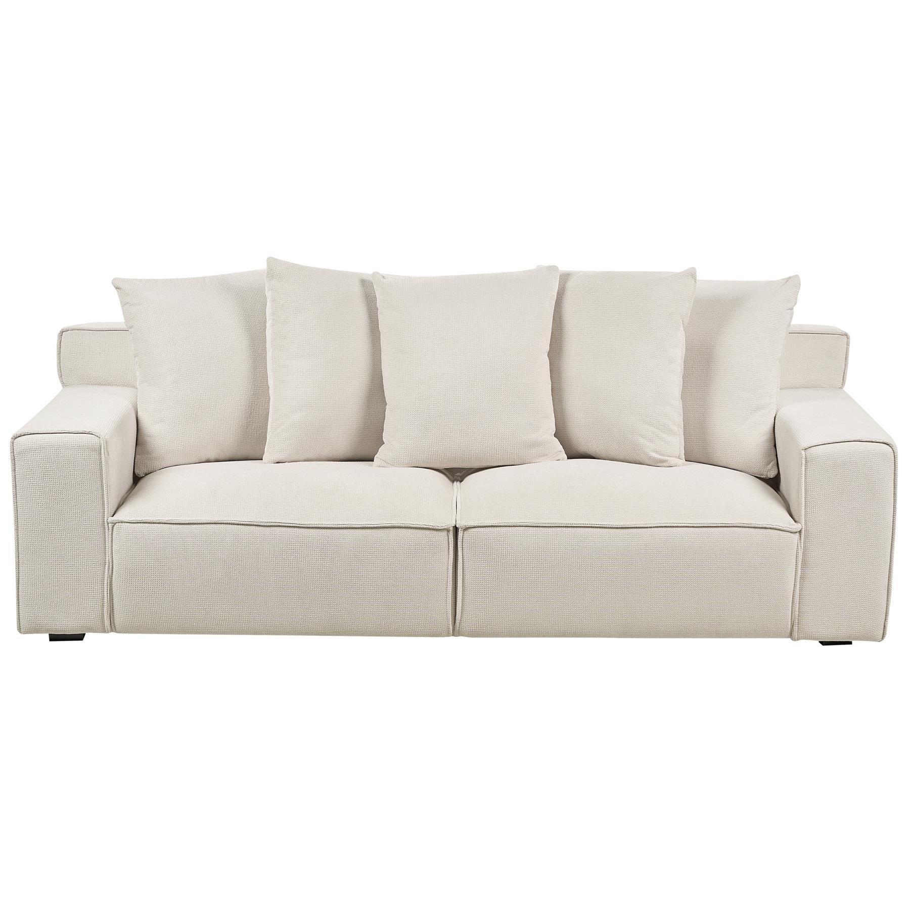 Beliani - VISKAN - Driezitsbank - Wit - Chenille