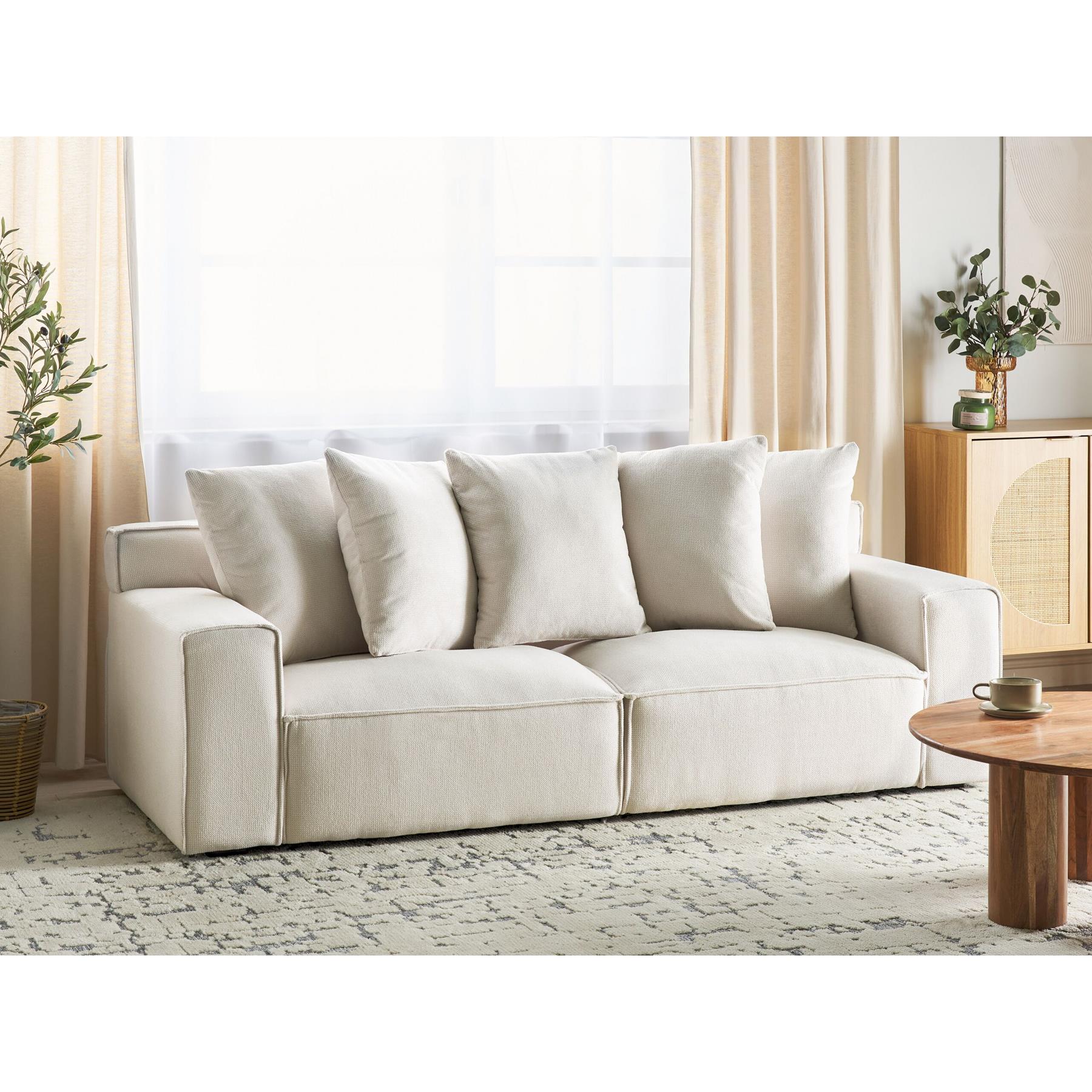 Beliani - VISKAN - Driezitsbank - Wit - Chenille