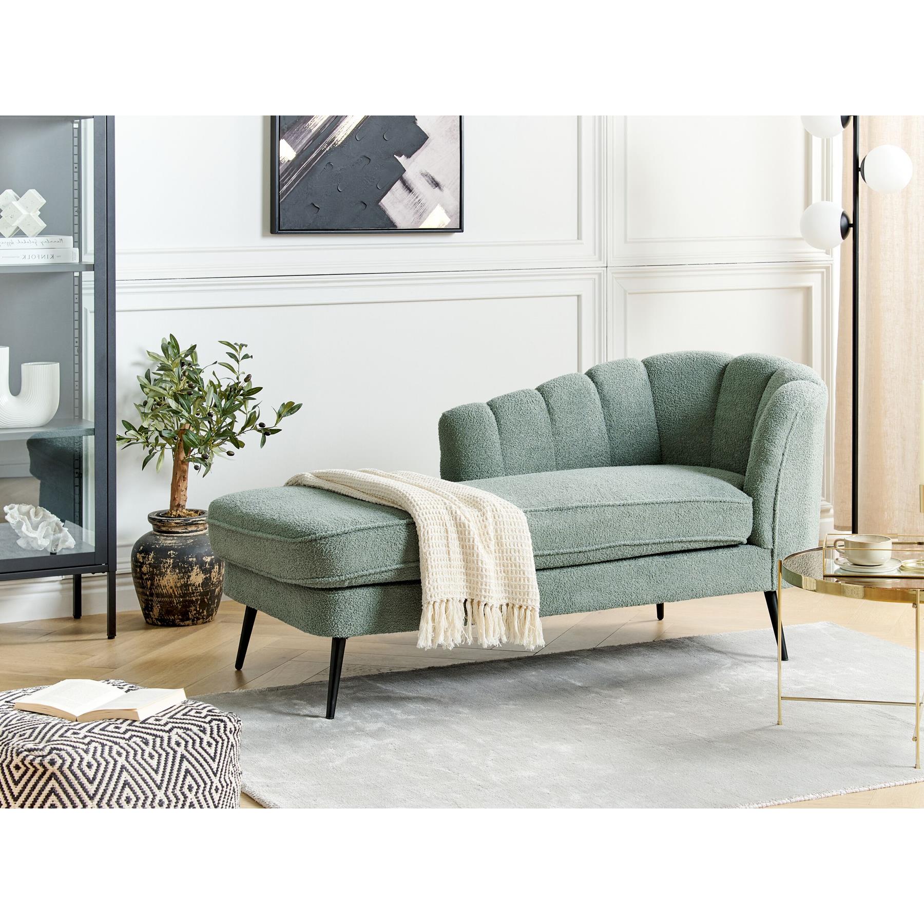 Beliani - ALLIER - Chaise longue - Groen - Rechterzijde - BouclÃ©