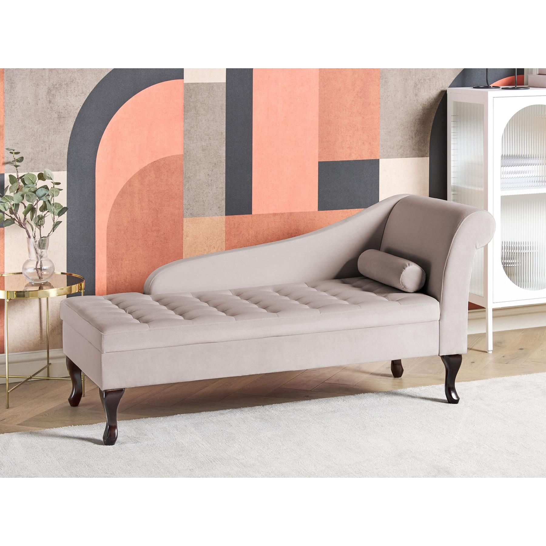 Beliani - PESSAC - Chaise longue - Beige - Rechterzijde - Fluweel
