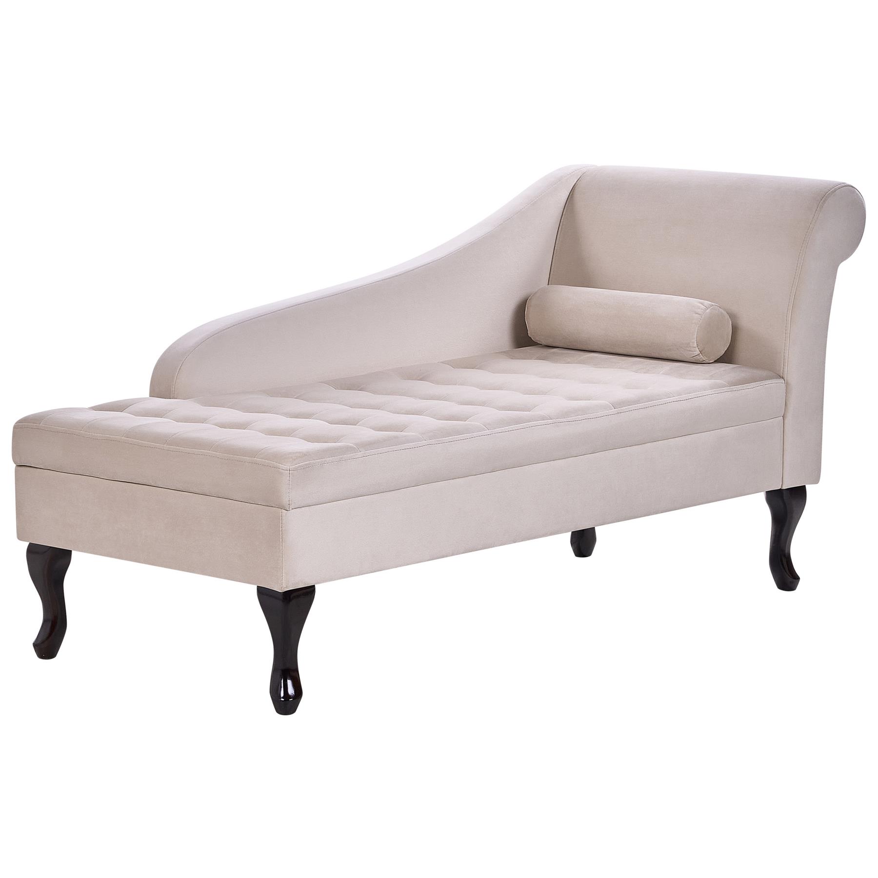 Beliani - PESSAC - Chaise longue - Beige - Rechterzijde - Fluweel