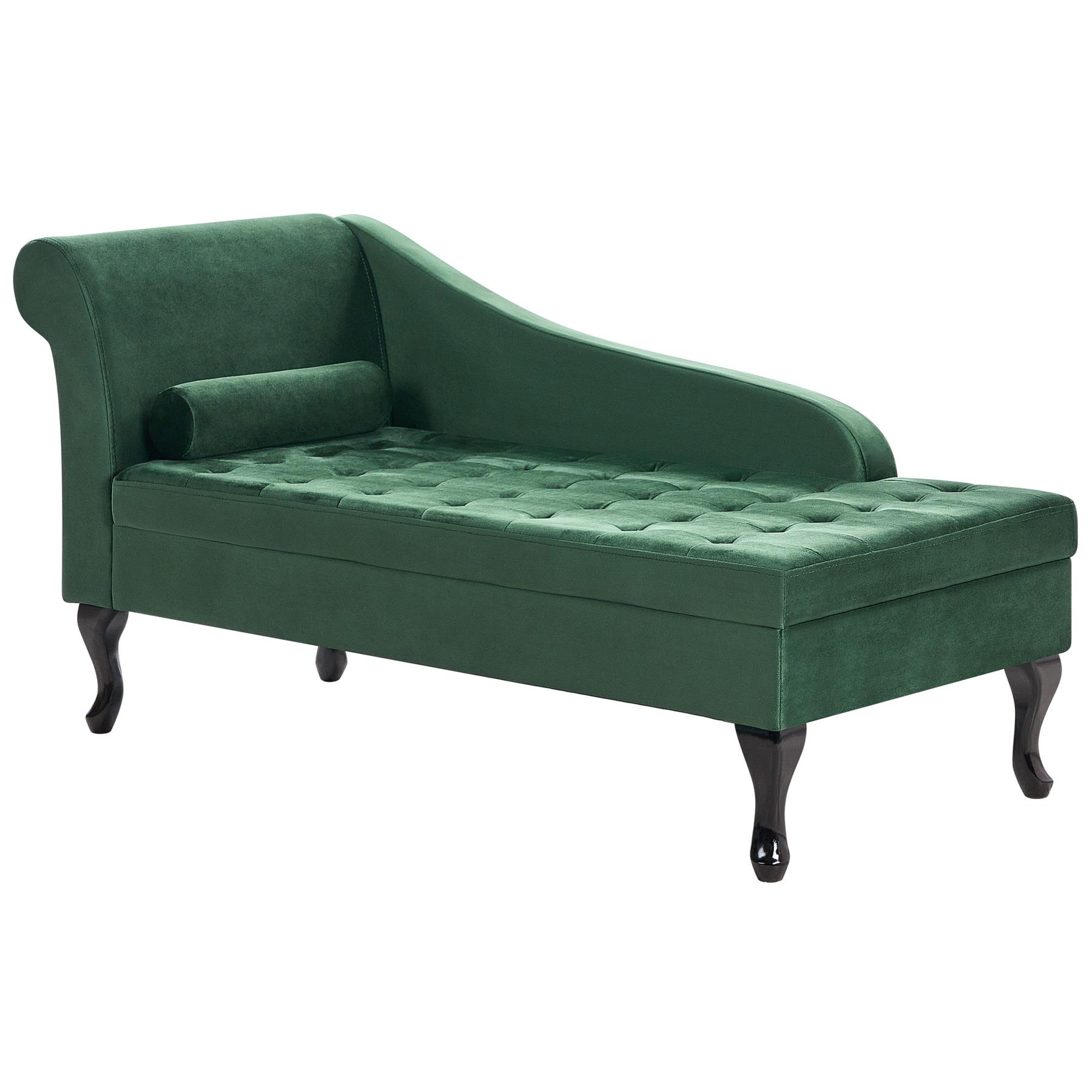 Beliani - PESSAC - Chaise longue - Donkergroen - Linkerzijde - Fluweel