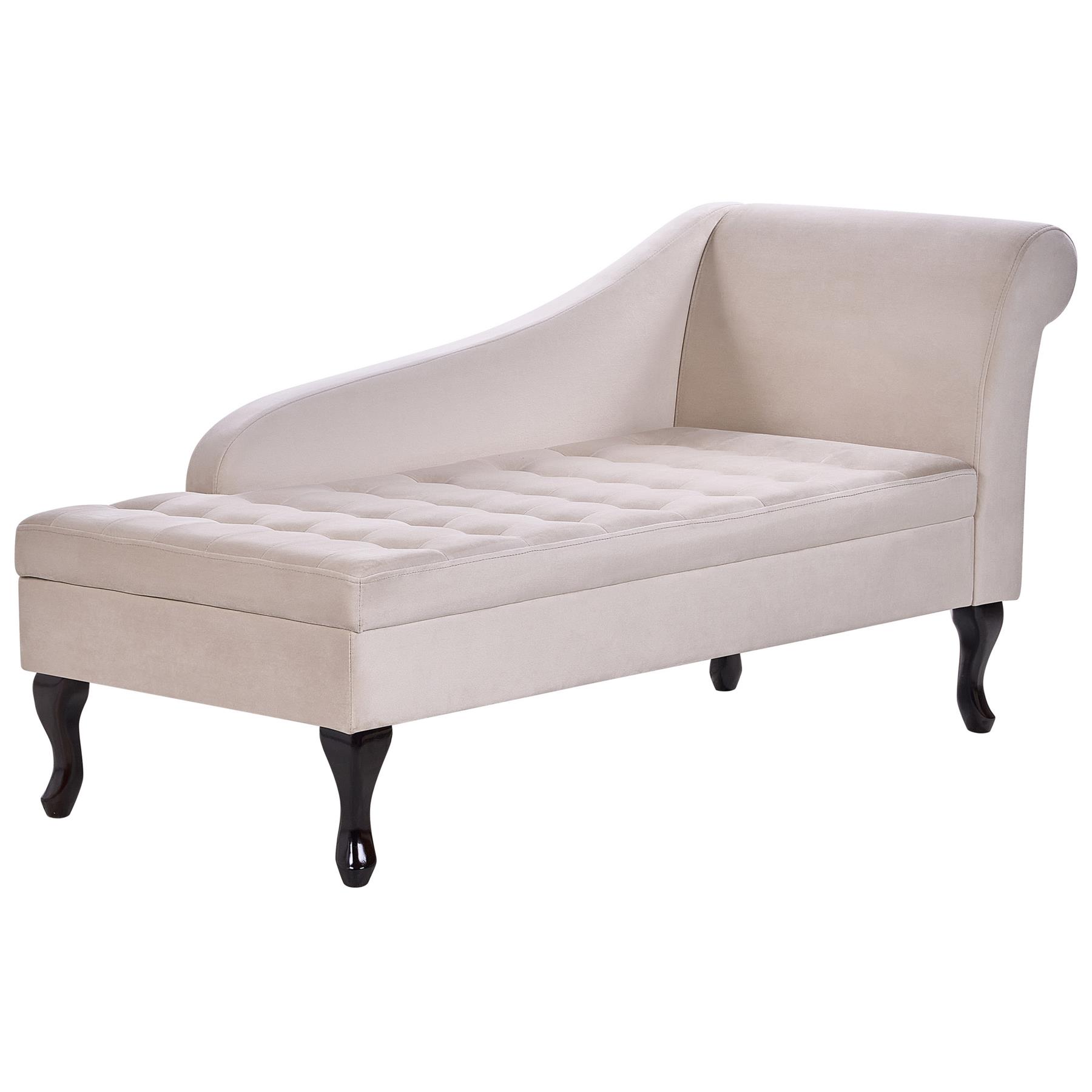 Beliani - PESSAC - Chaise longue - Beige - Rechterzijde - Fluweel