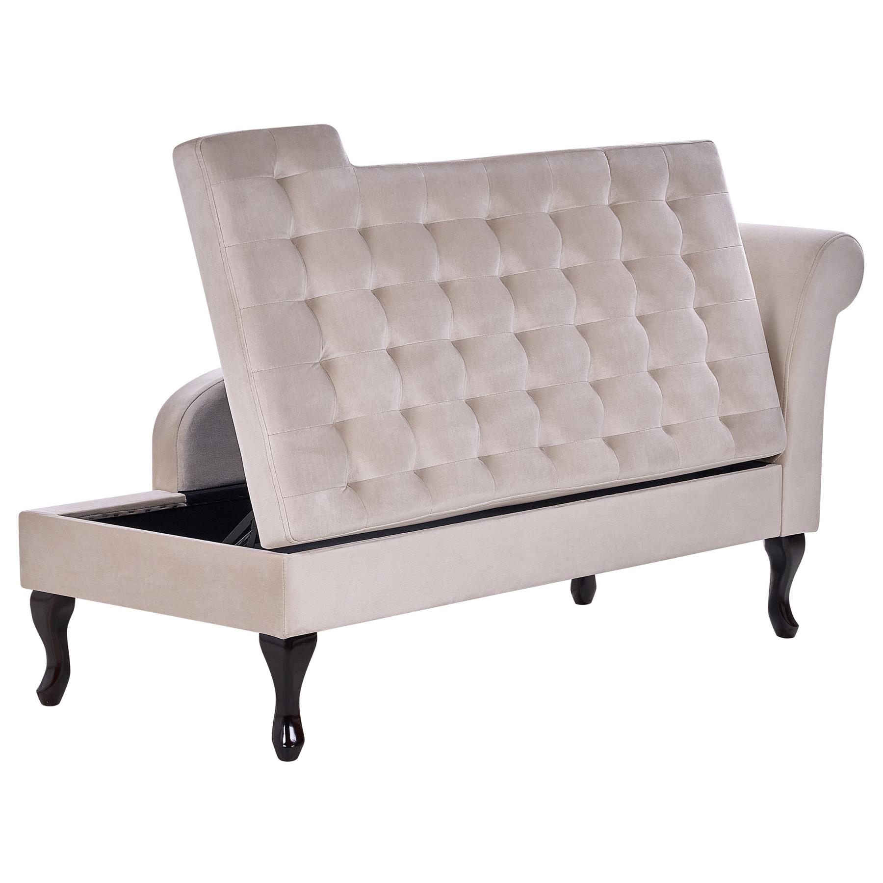 Beliani - PESSAC - Chaise longue - Beige - Rechterzijde - Fluweel