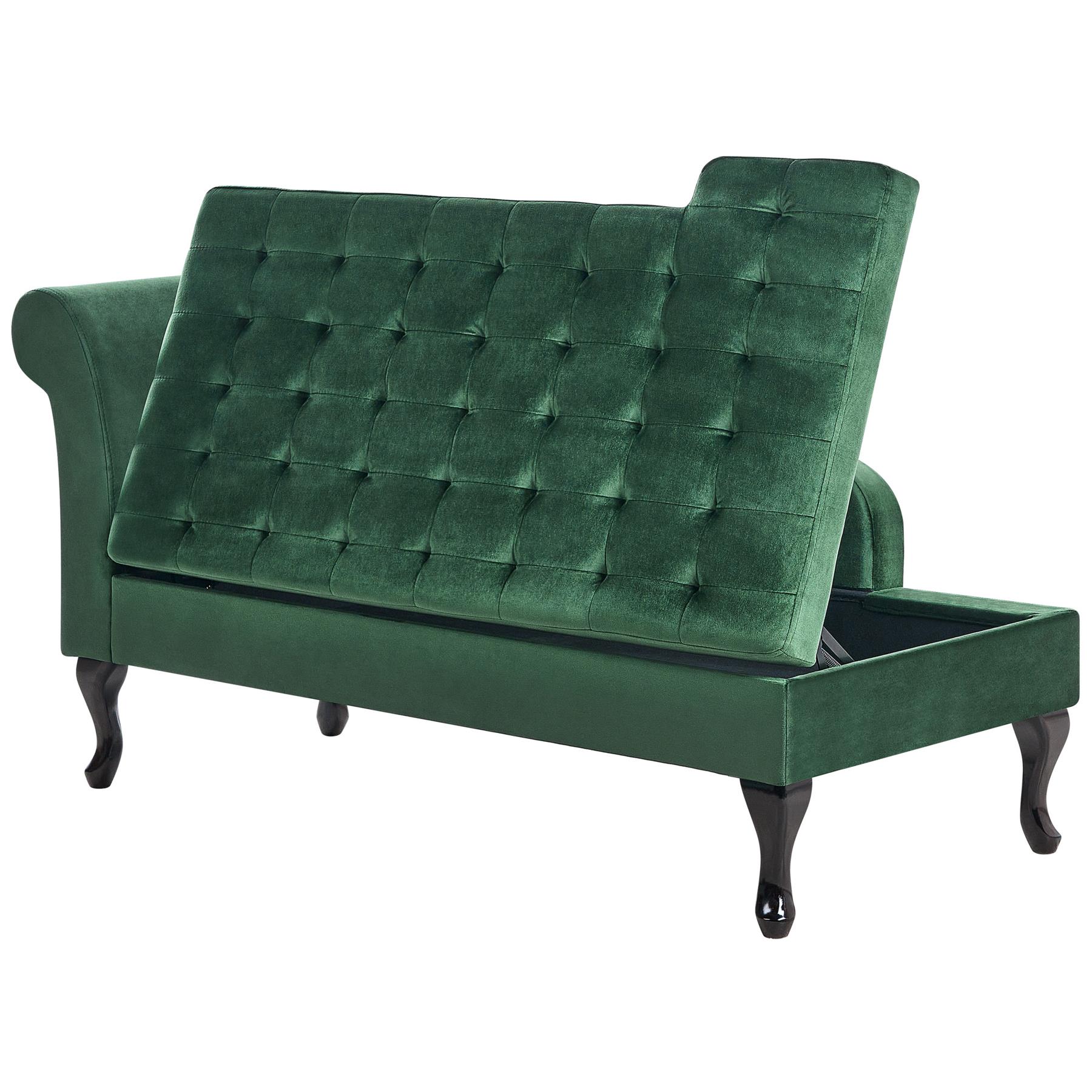 Beliani - PESSAC - Chaise longue - Donkergroen - Linkerzijde - Fluweel