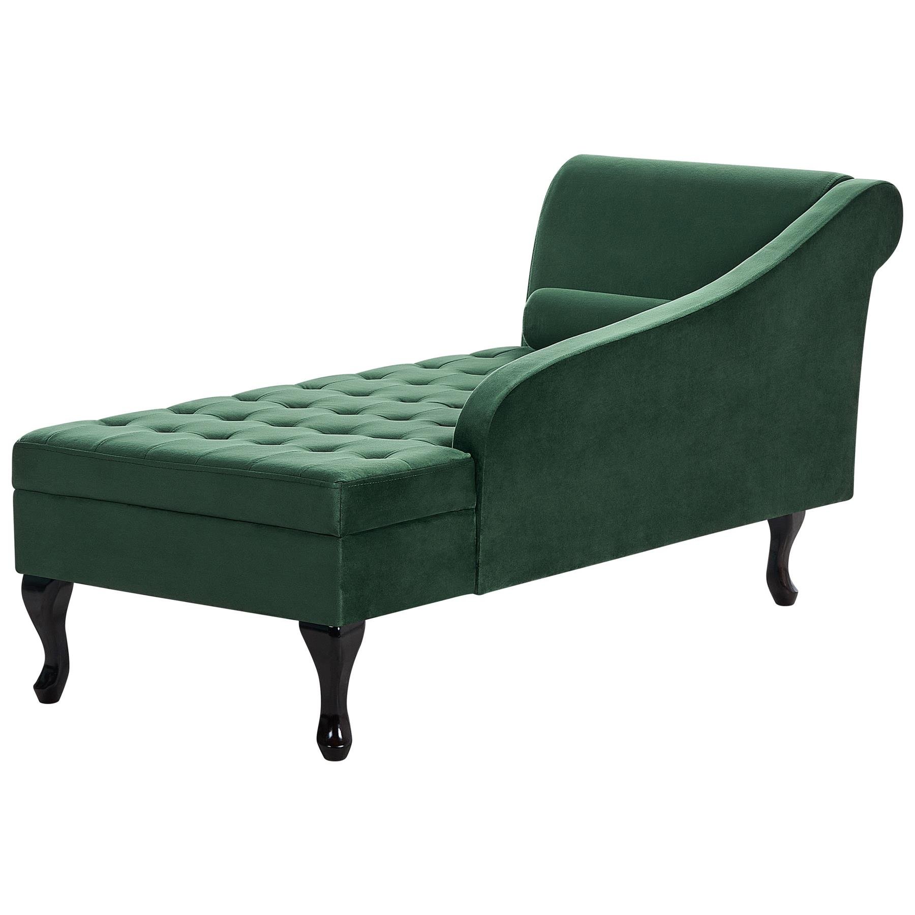 Beliani - PESSAC - Chaise longue - Donkergroen - Linkerzijde - Fluweel