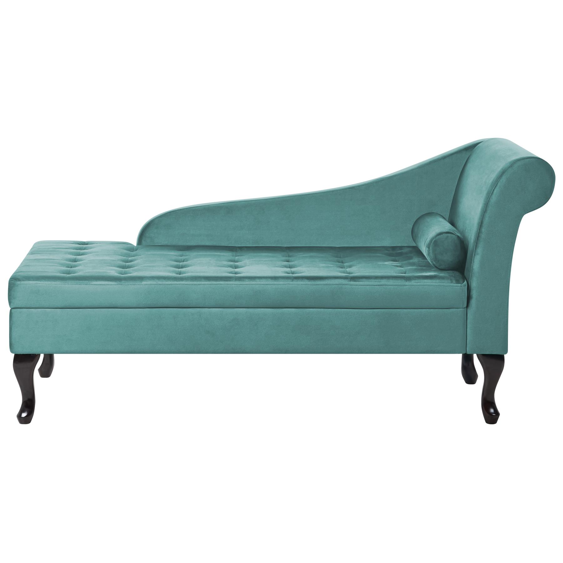 Beliani - PESSAC - Chaise longue - Groenblauw - Rechterzijde - Fluweel