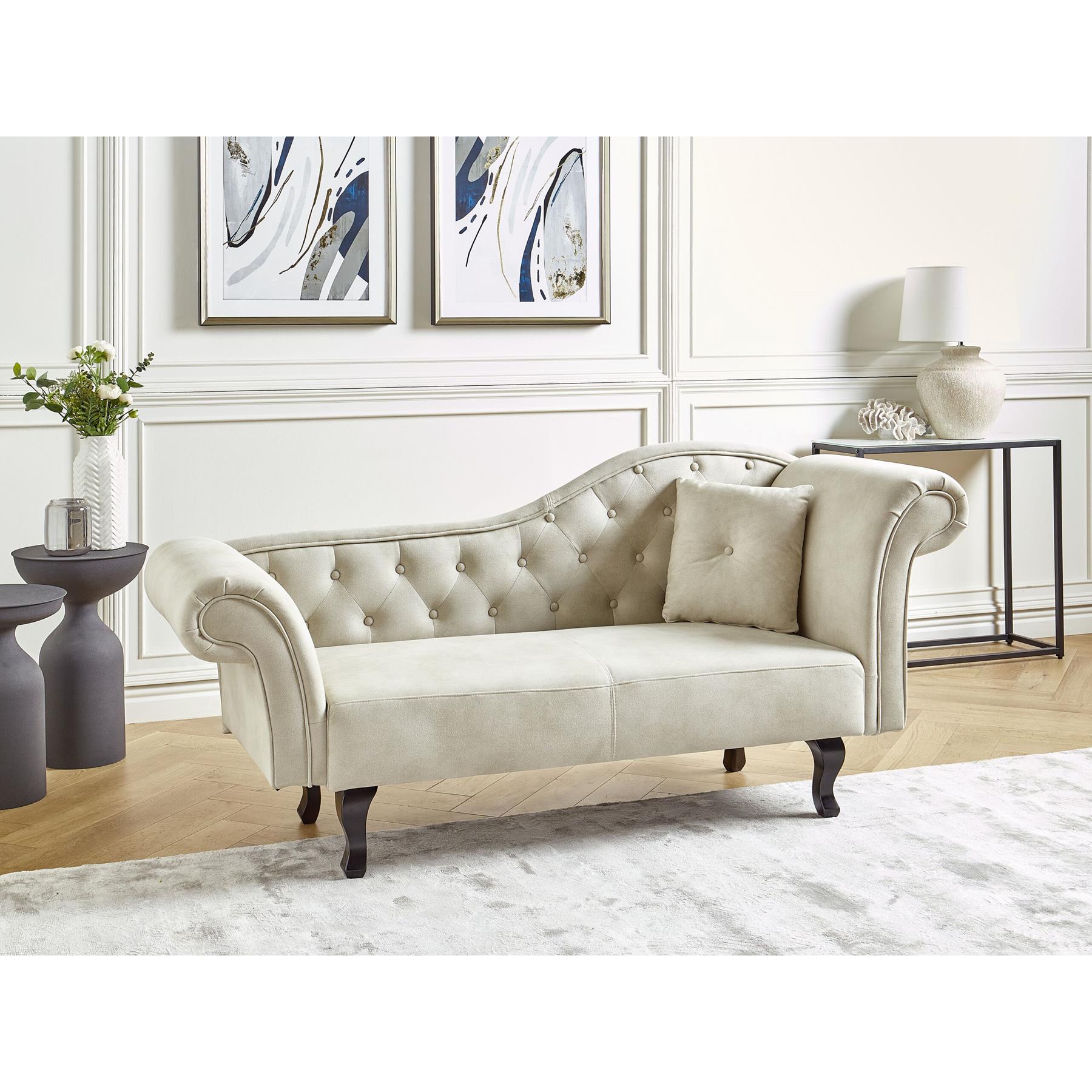 Beliani-LATTES II-Chaise longue-Lichtbeige-Rechterzijde-Fluweel