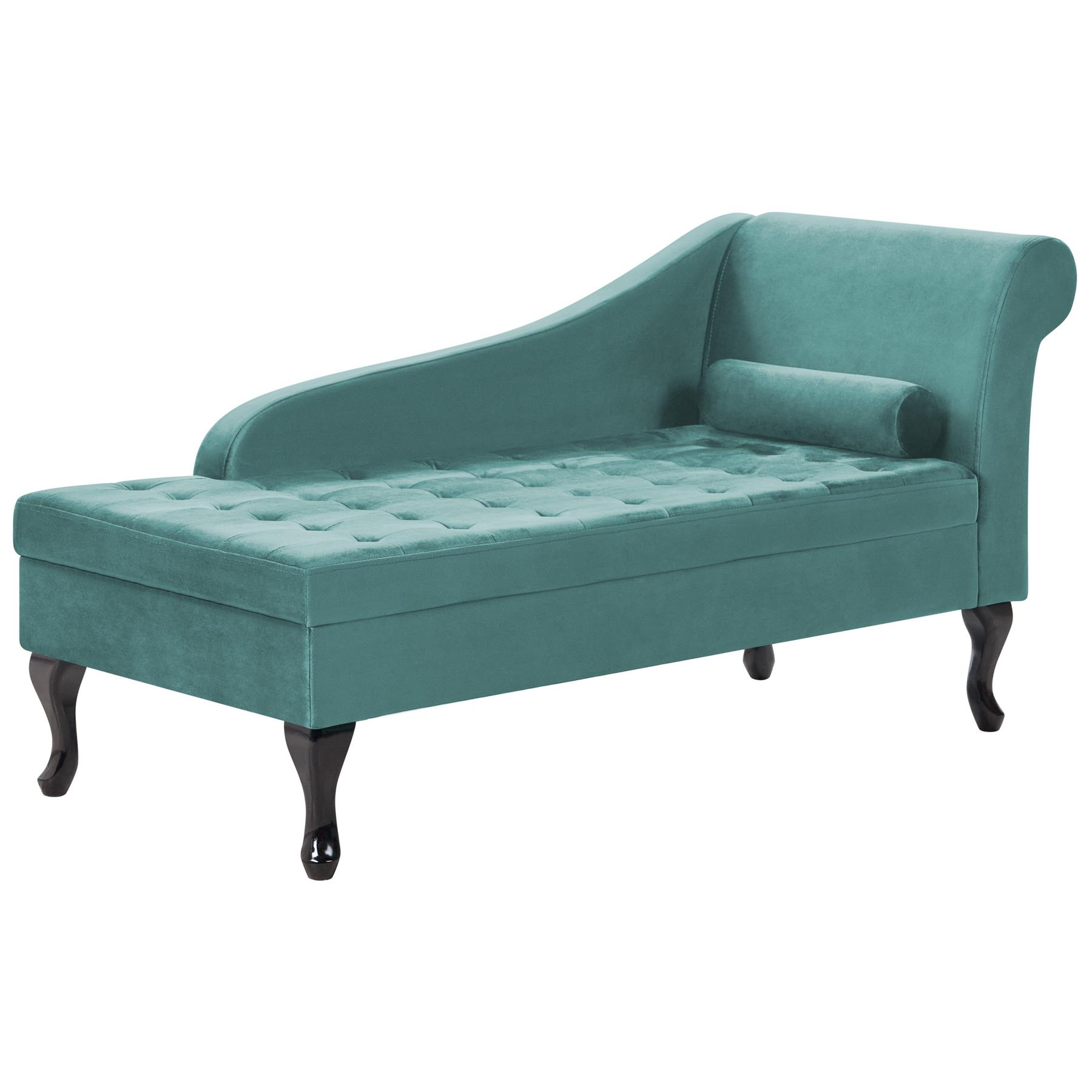 Beliani - PESSAC - Chaise longue - Groenblauw - Rechterzijde - Fluweel