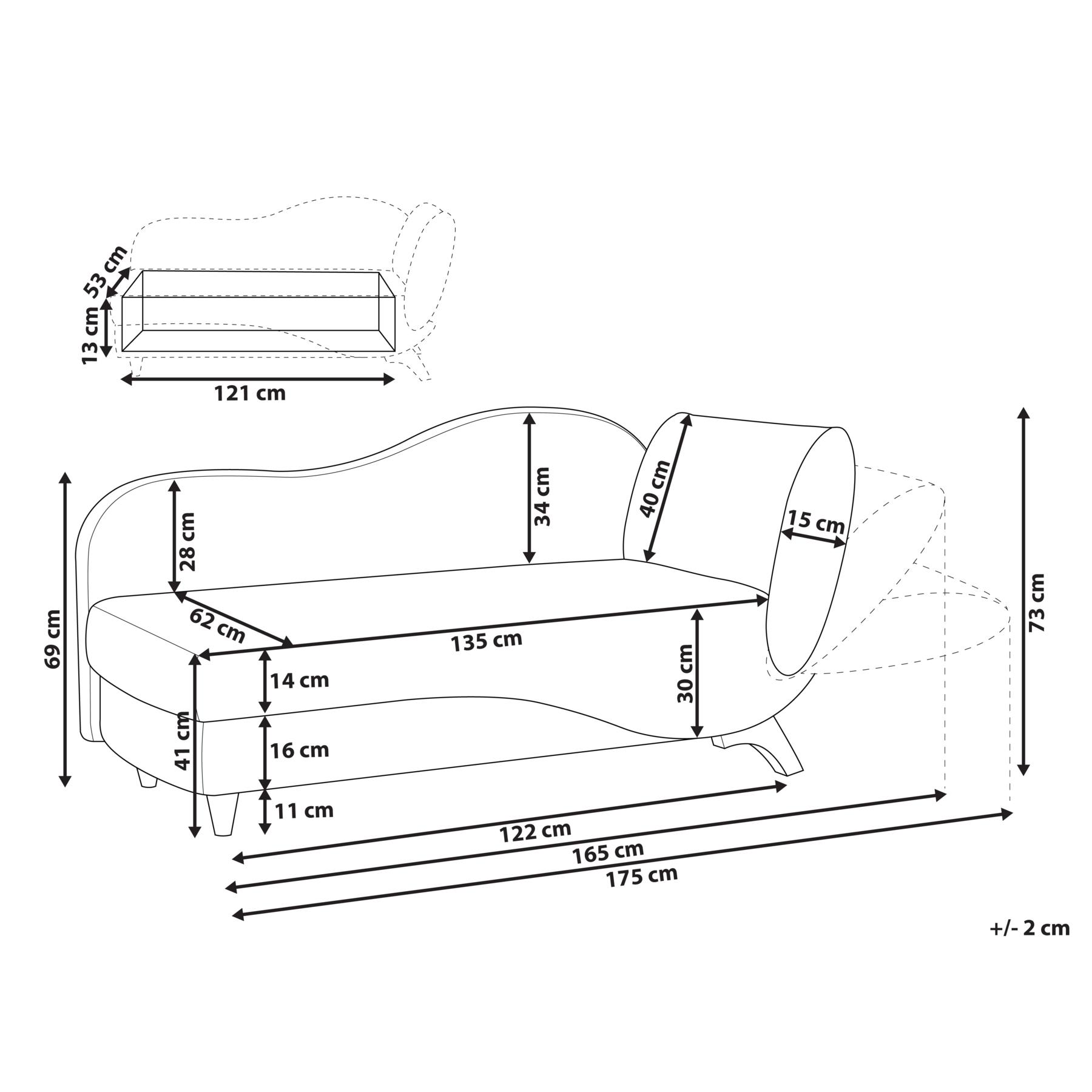 Beliani-MERI II-Chaise longue opberg-Lichtgrijs-Rechterzijde-Fluweel