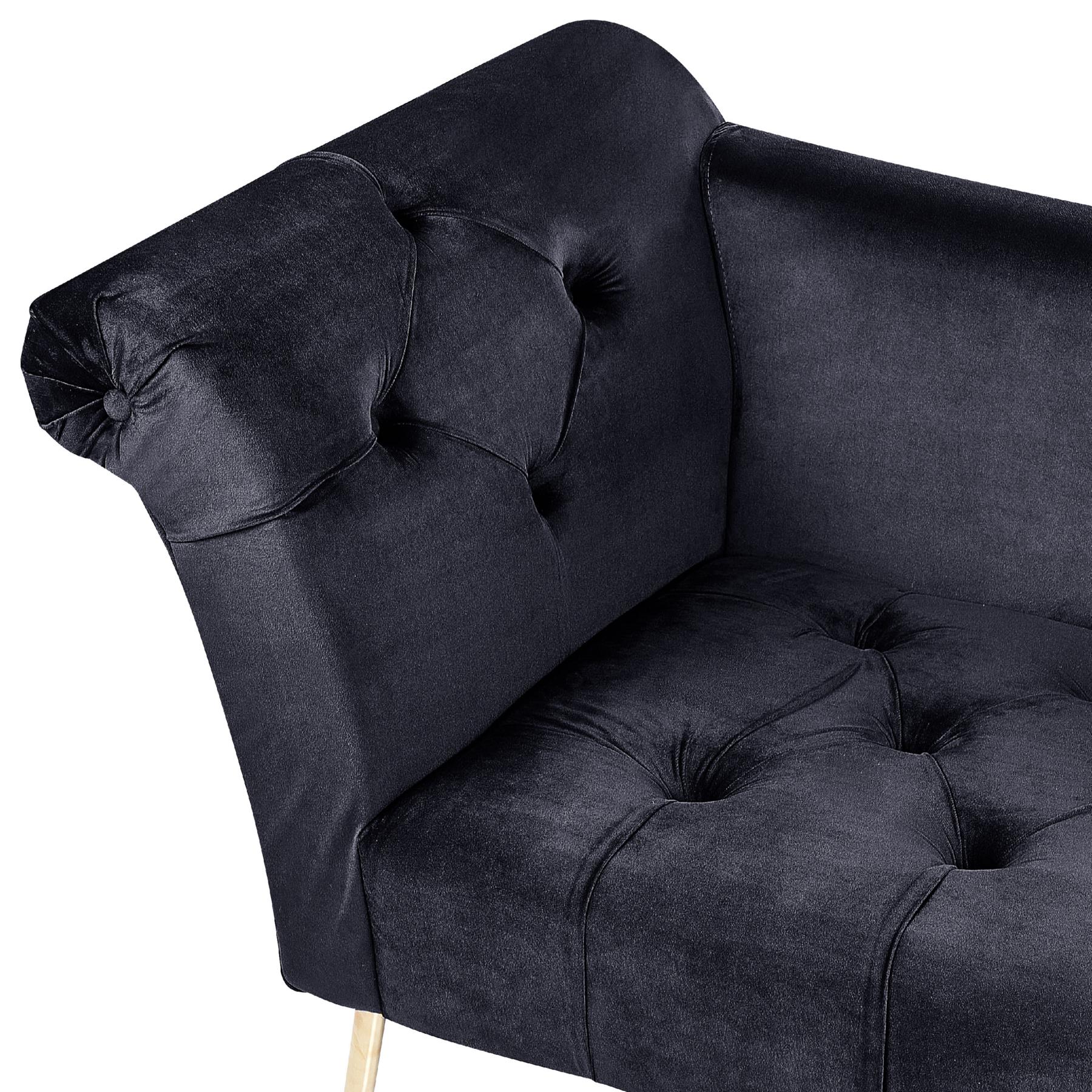 Beliani - NANTILLY - Chaise longue - Zwart - Fluweel