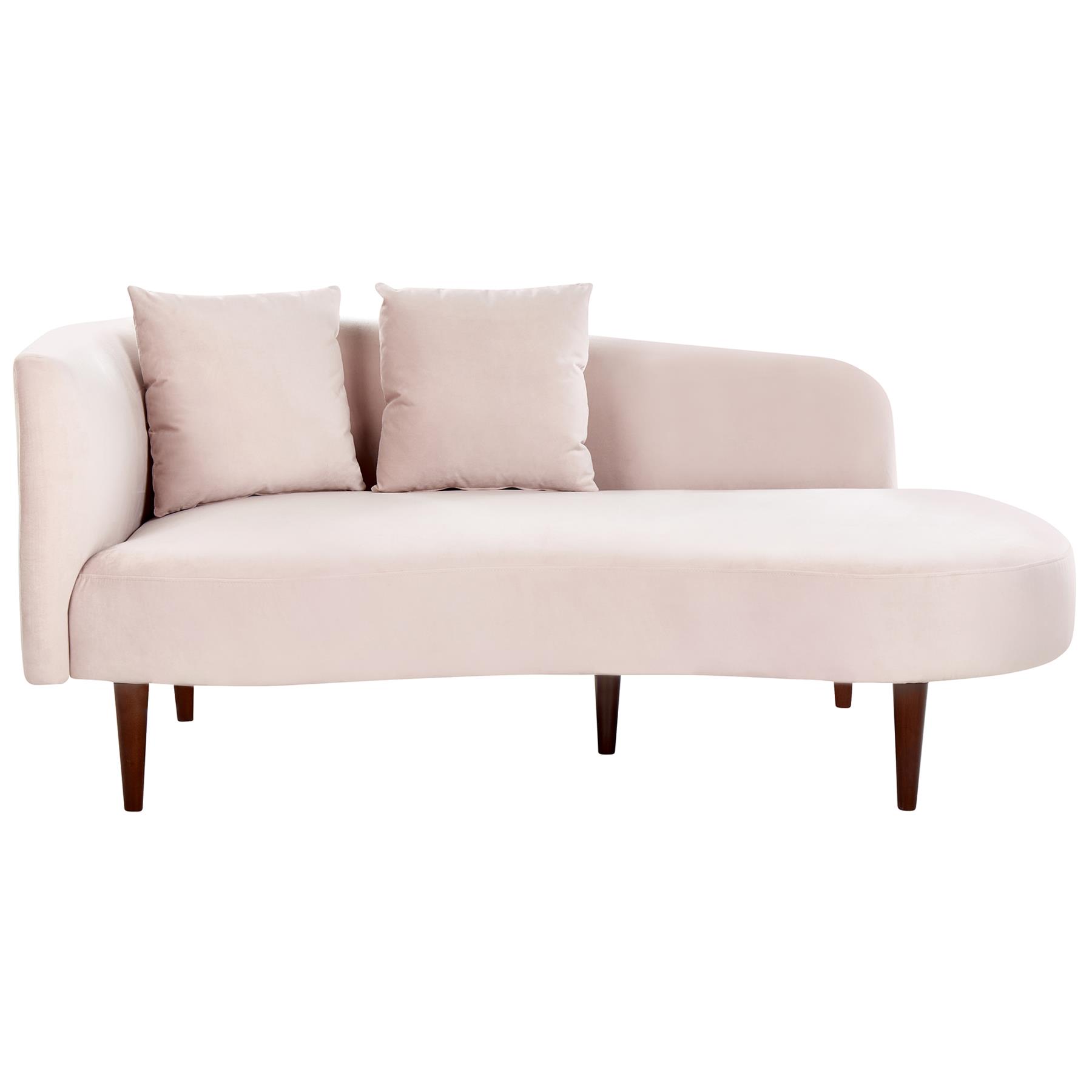 Beliani-CHAUMONT-Chaise longue-Pastelroze-Rechterzijde- Fluweel