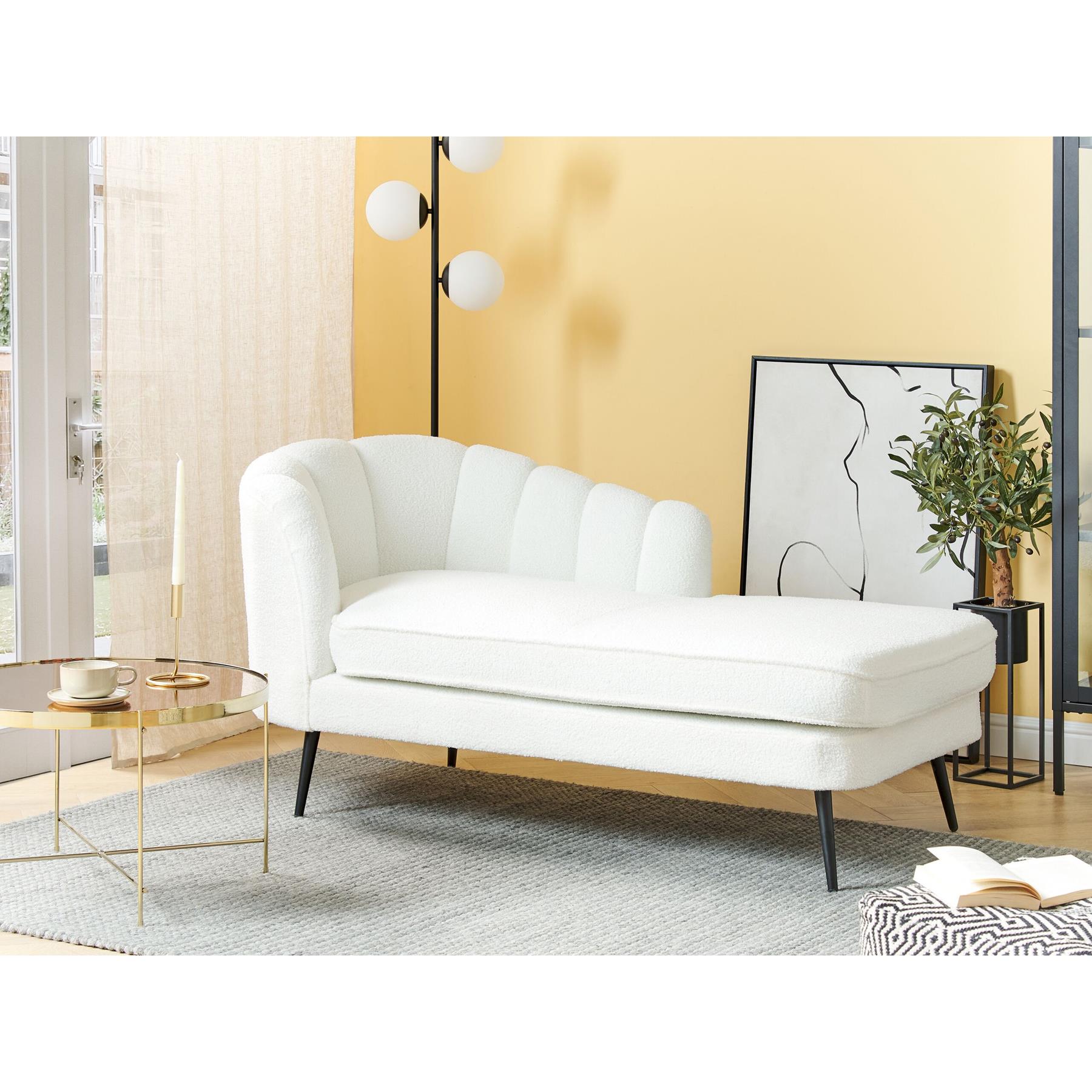 Beliani-ALLIER-Chaise longue-Gebroken wit-Linkerzijde-BouclÃ©