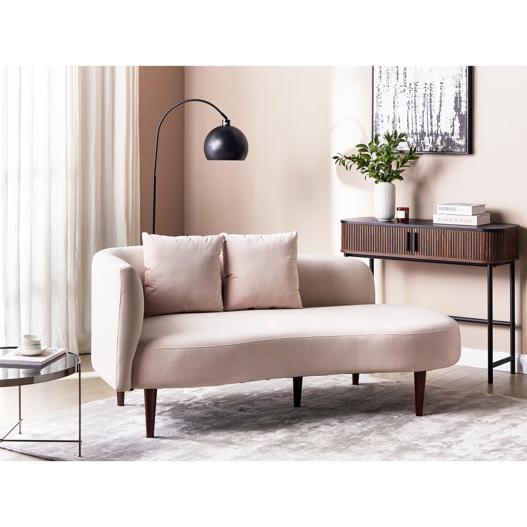 Beliani-CHAUMONT-Chaise longue-Pastelroze-Rechterzijde- Fluweel