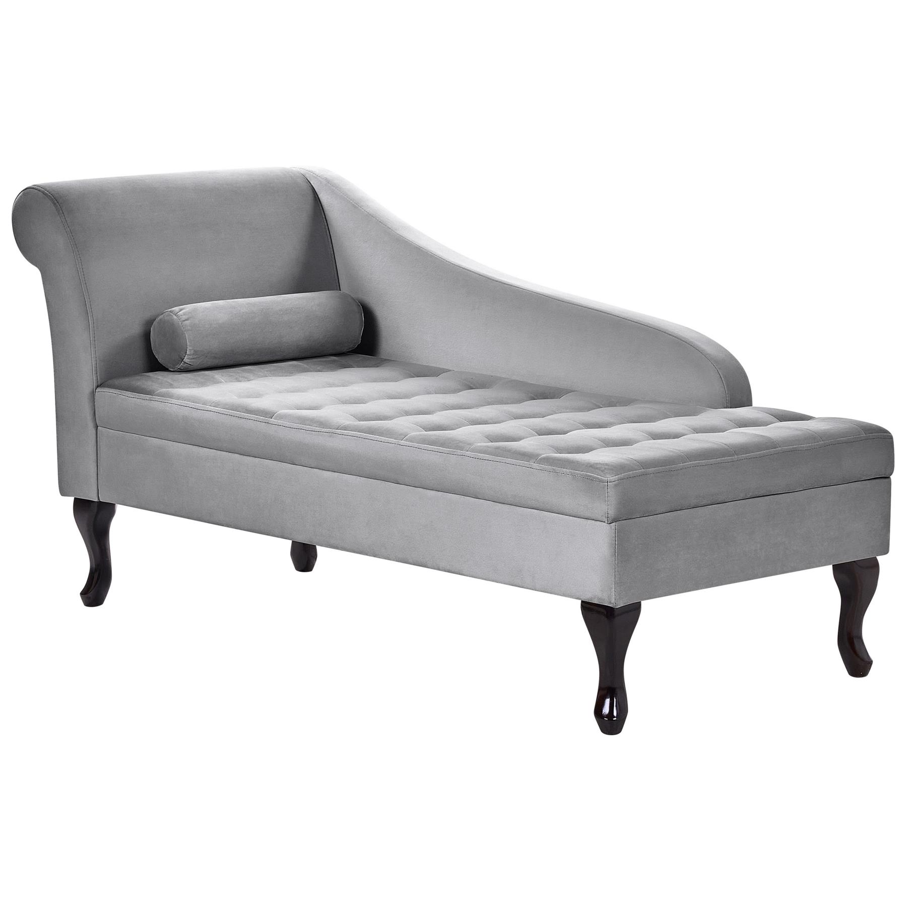 Beliani - PESSAC - Chaise longue - Lichtgrijs - Linkerzijde - Fluweel