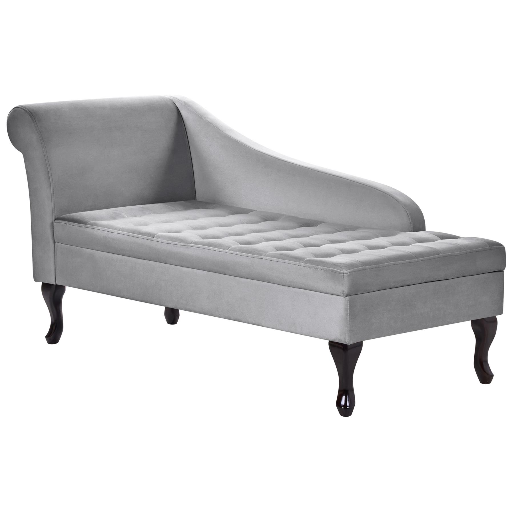 Beliani - PESSAC - Chaise longue - Lichtgrijs - Linkerzijde - Fluweel