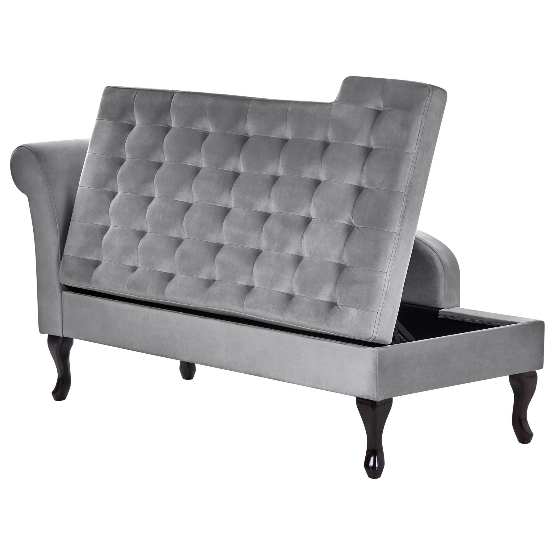 Beliani - PESSAC - Chaise longue - Lichtgrijs - Linkerzijde - Fluweel