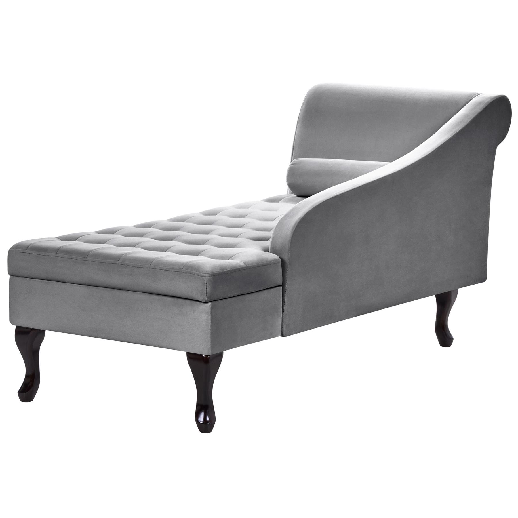 Beliani - PESSAC - Chaise longue - Lichtgrijs - Linkerzijde - Fluweel