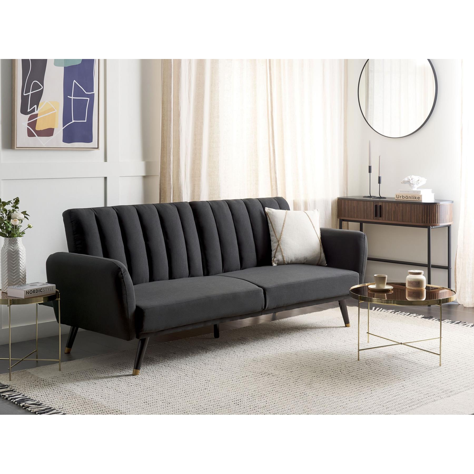 Beliani - VIMMERBY - Slaapbank - Zwart - Polyester