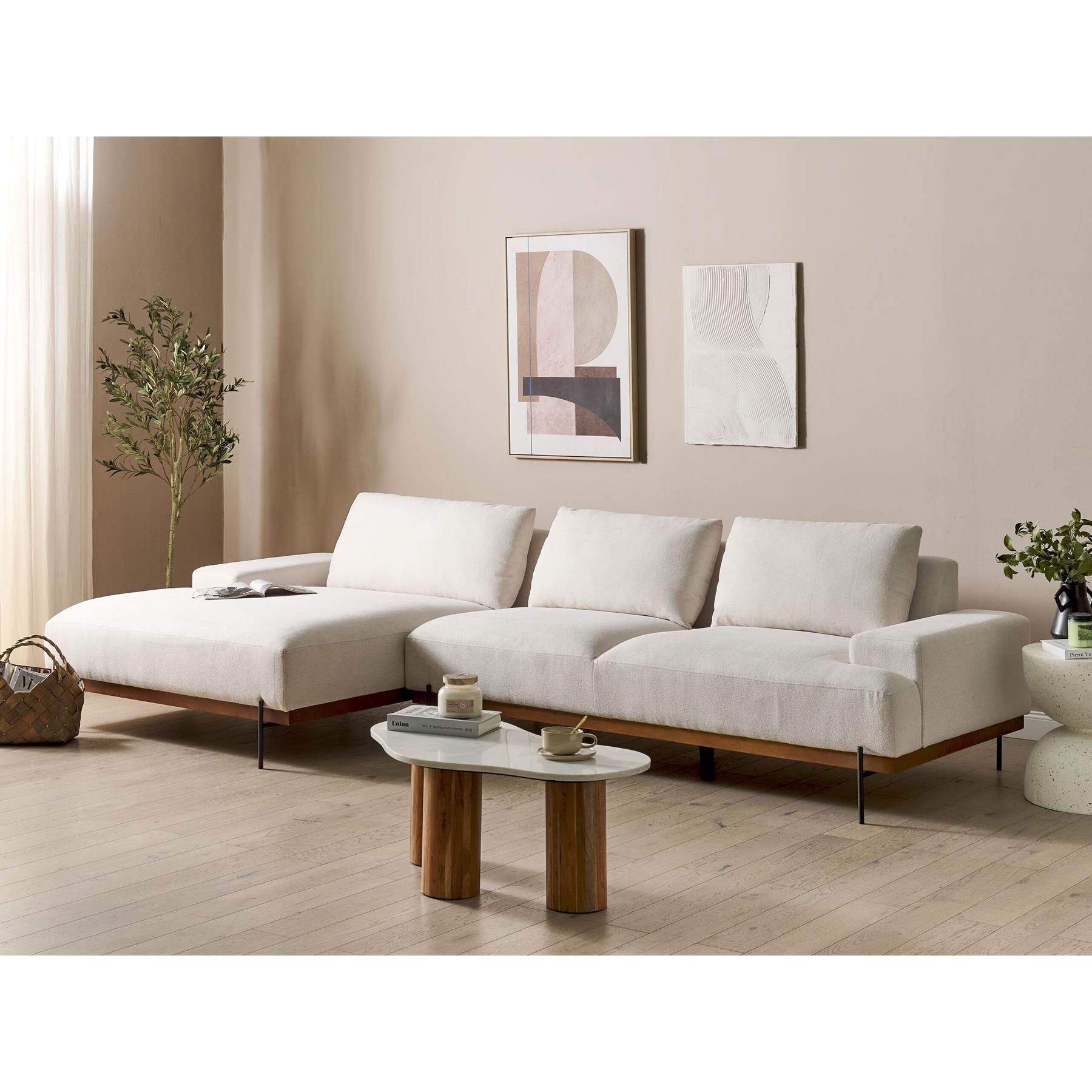 Beliani - MARIFERD - Hoekbank - Beige - Rechtszijdig - Polyester