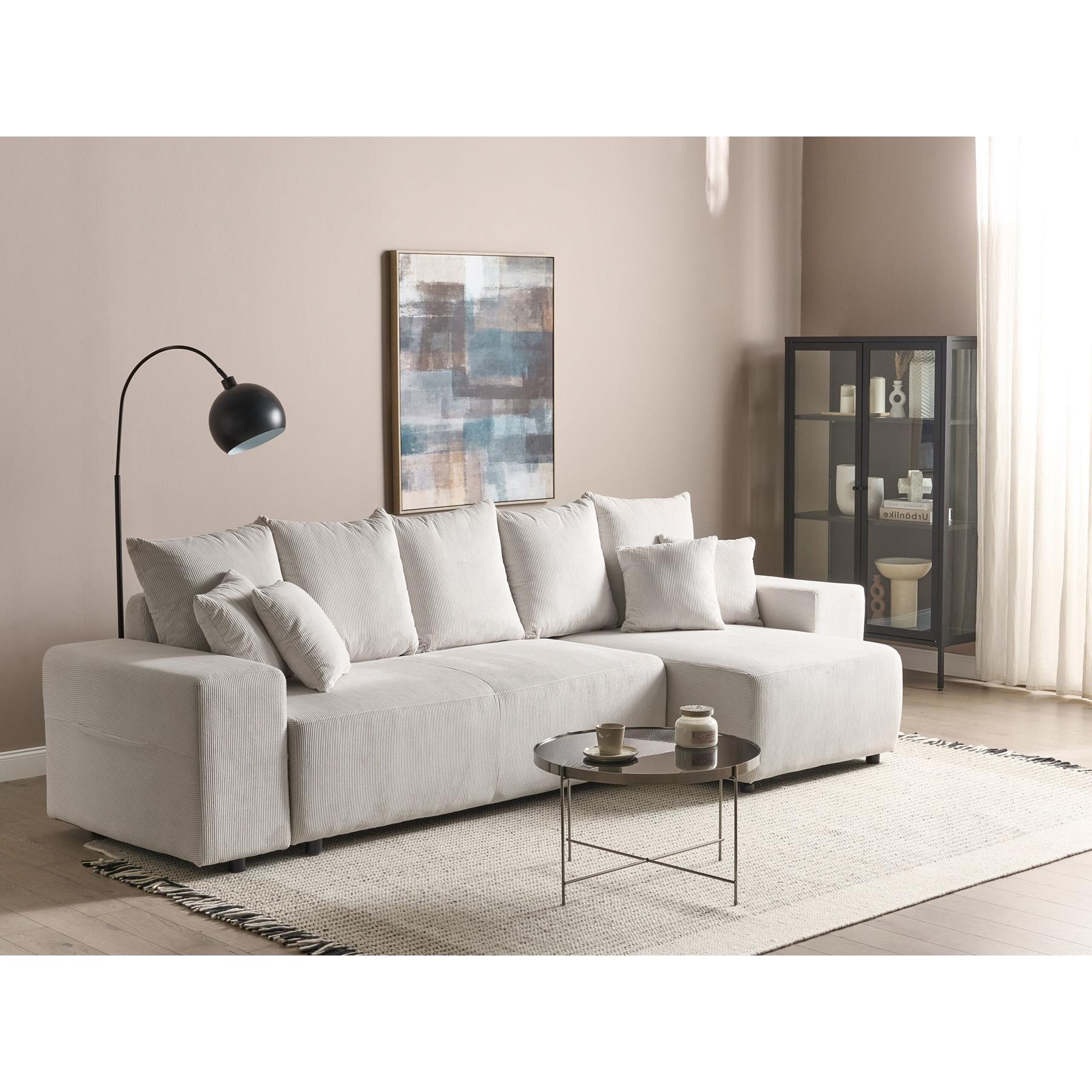 Beliani - LUSPA - Hoekbank - Lichtbeige - Linkszijdig - Corduroy