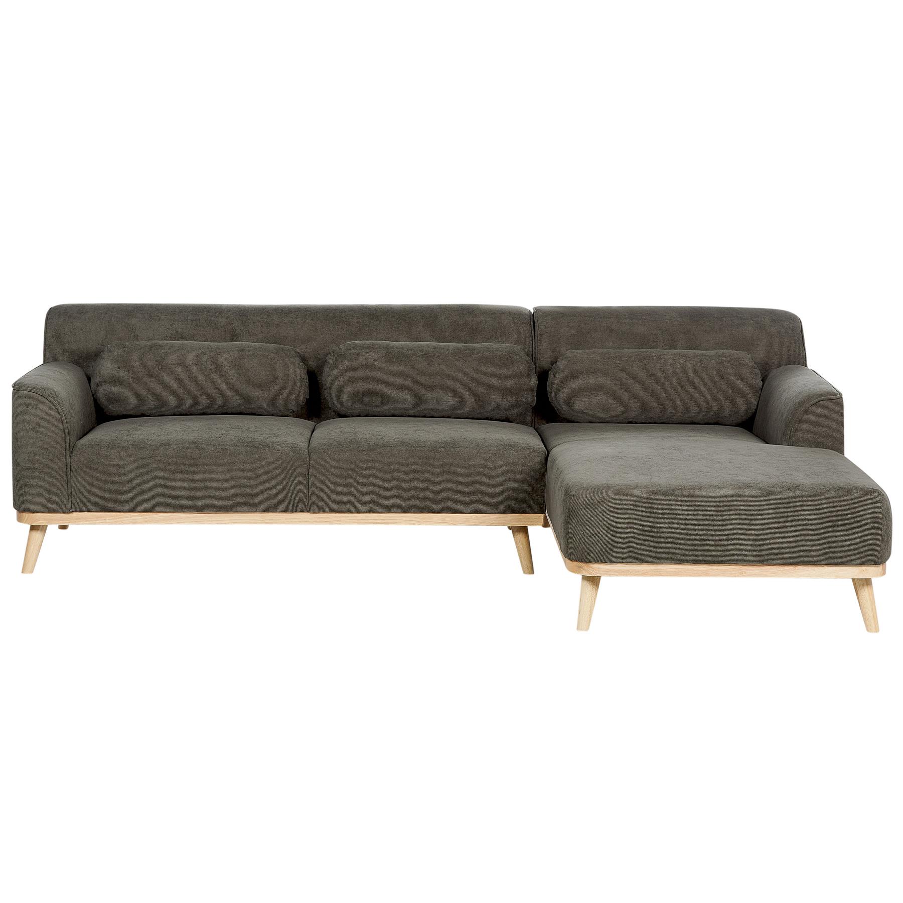 Beliani - SIMOS - Hoekbank - Donkergroen - Linkszijdig - Corduroy