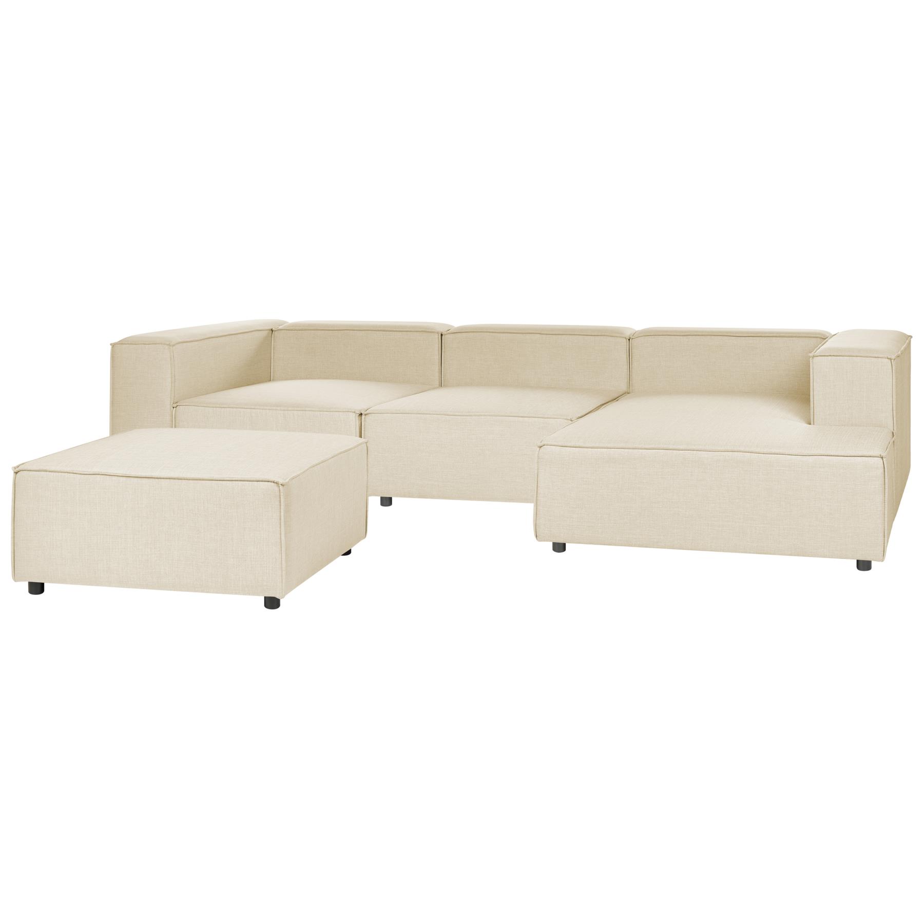 Beliani - APRICA - Driezitsbank - Beige - Linkerzijde - Linnen