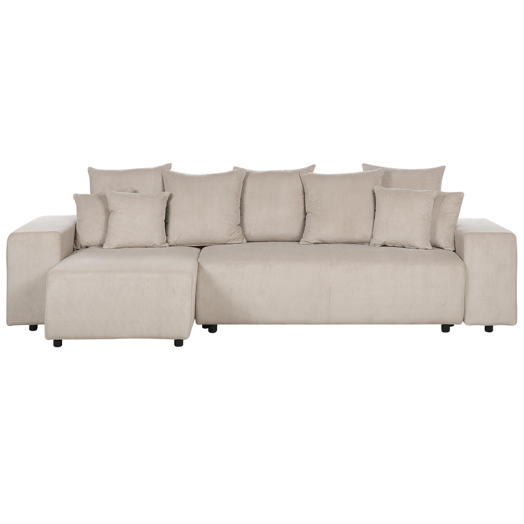 Beliani - LUSPA - Hoekbank - Taupe - Rechtszijdig - Corduroy
