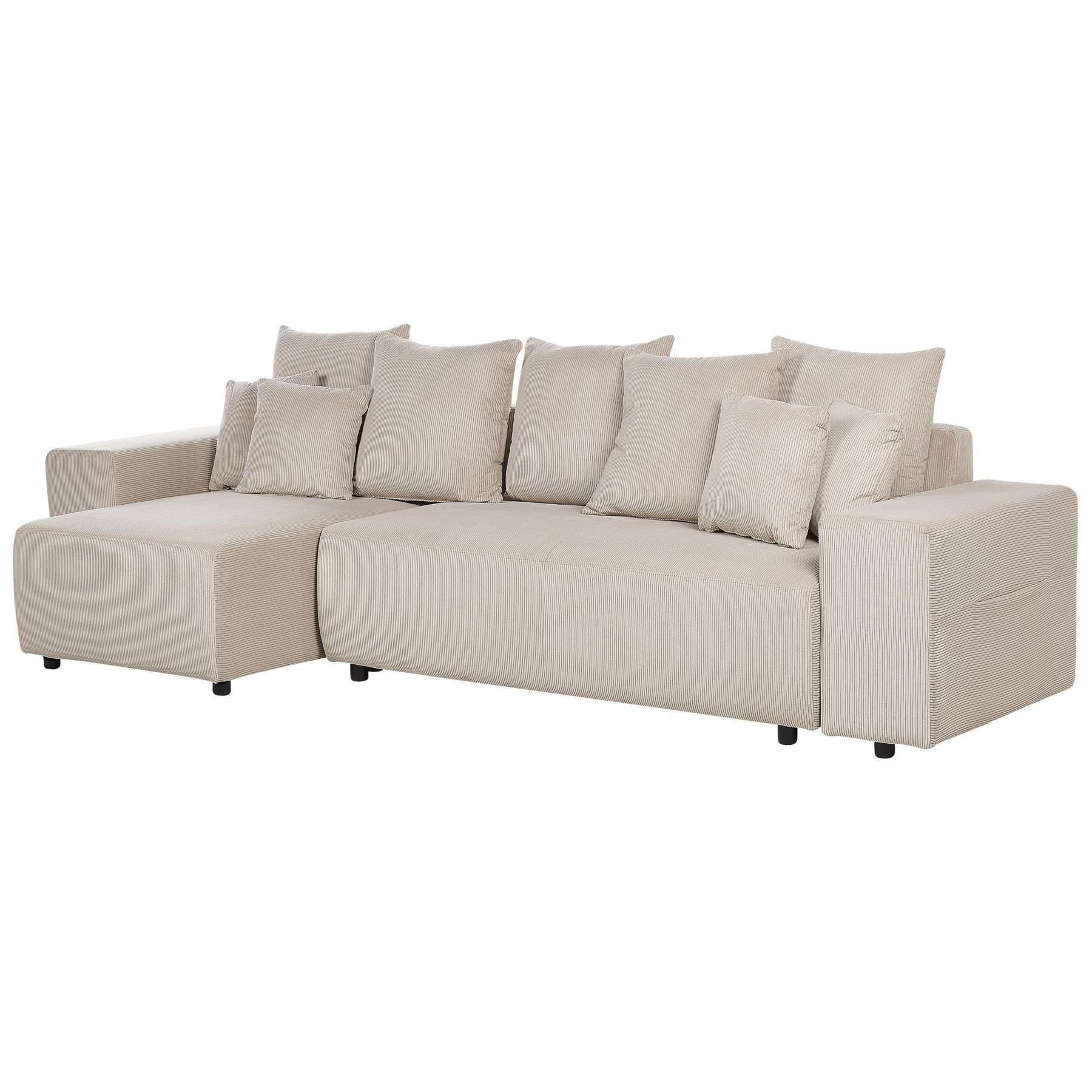 Beliani - LUSPA - Hoekbank - Taupe - Rechtszijdig - Corduroy