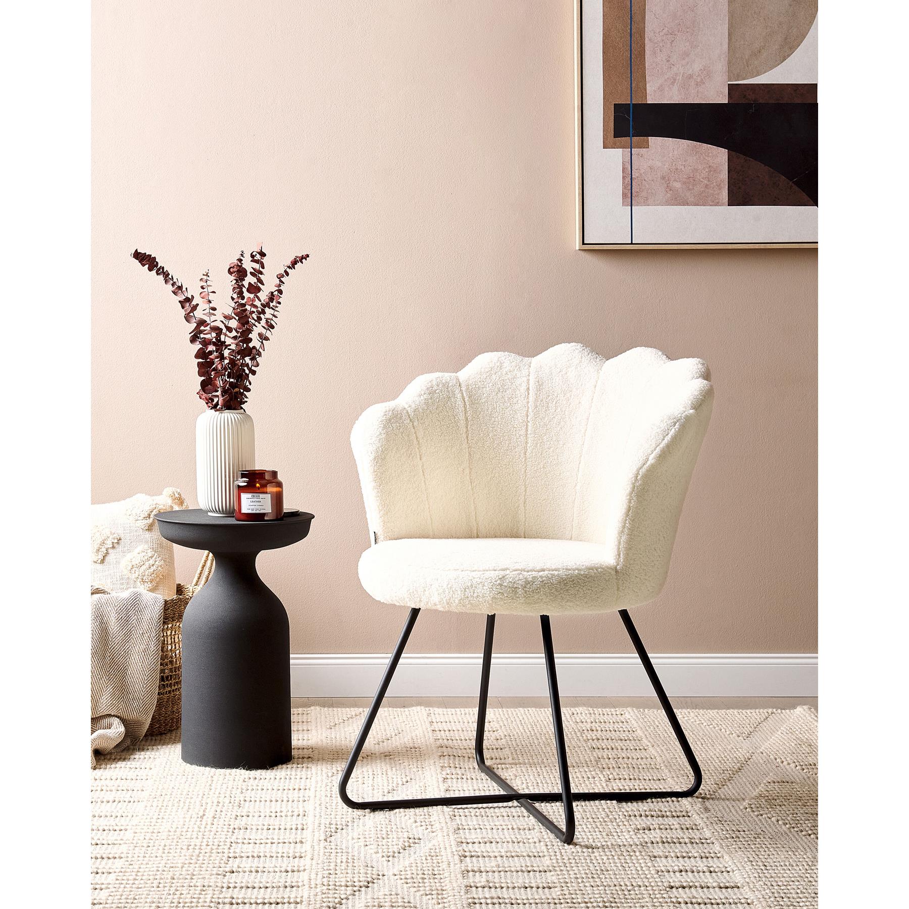 Beliani - LOVELOCK - Fauteuil - Wit - Bouclé