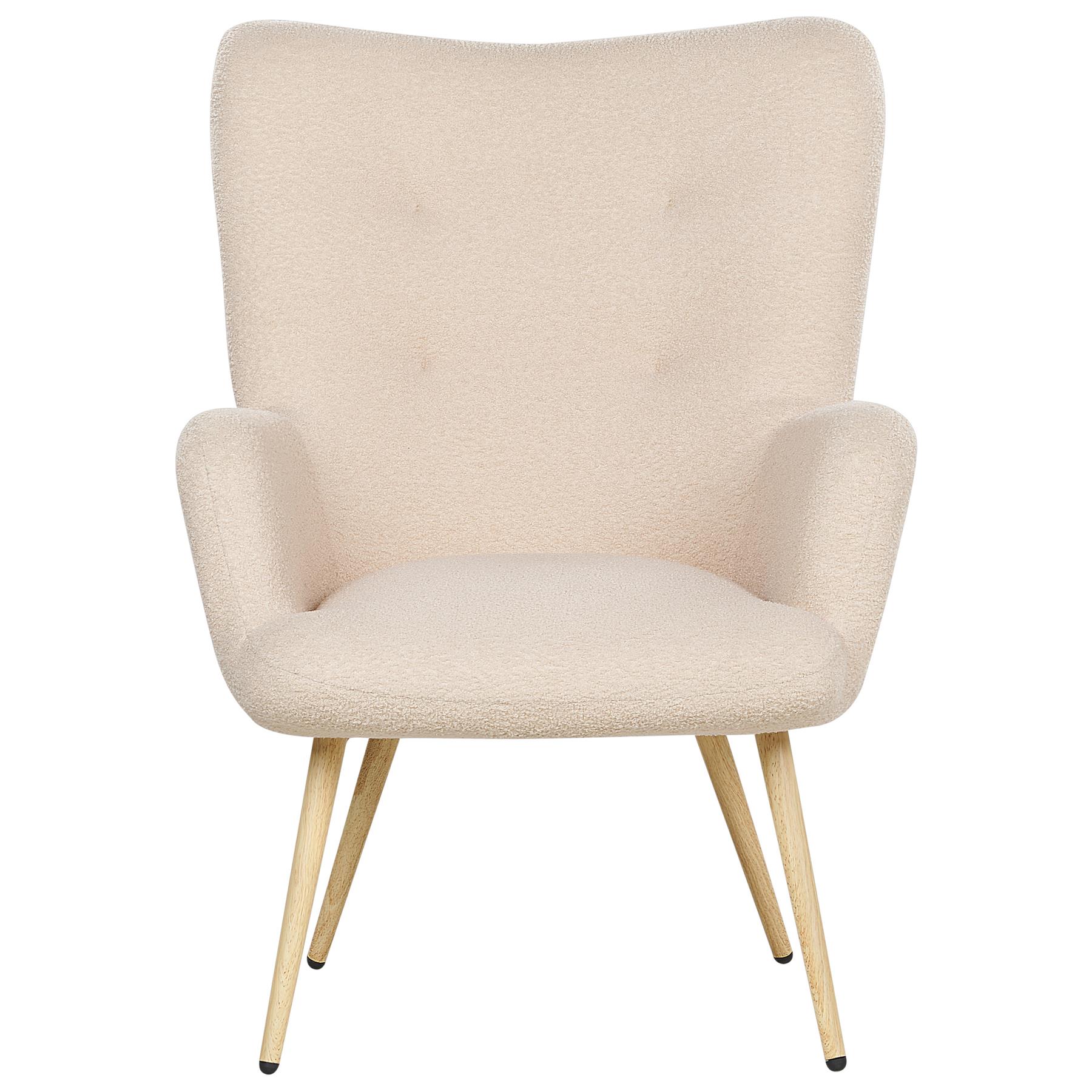 Beliani - VEJLE II - Fauteuil met hocker - Beige - Bouclé