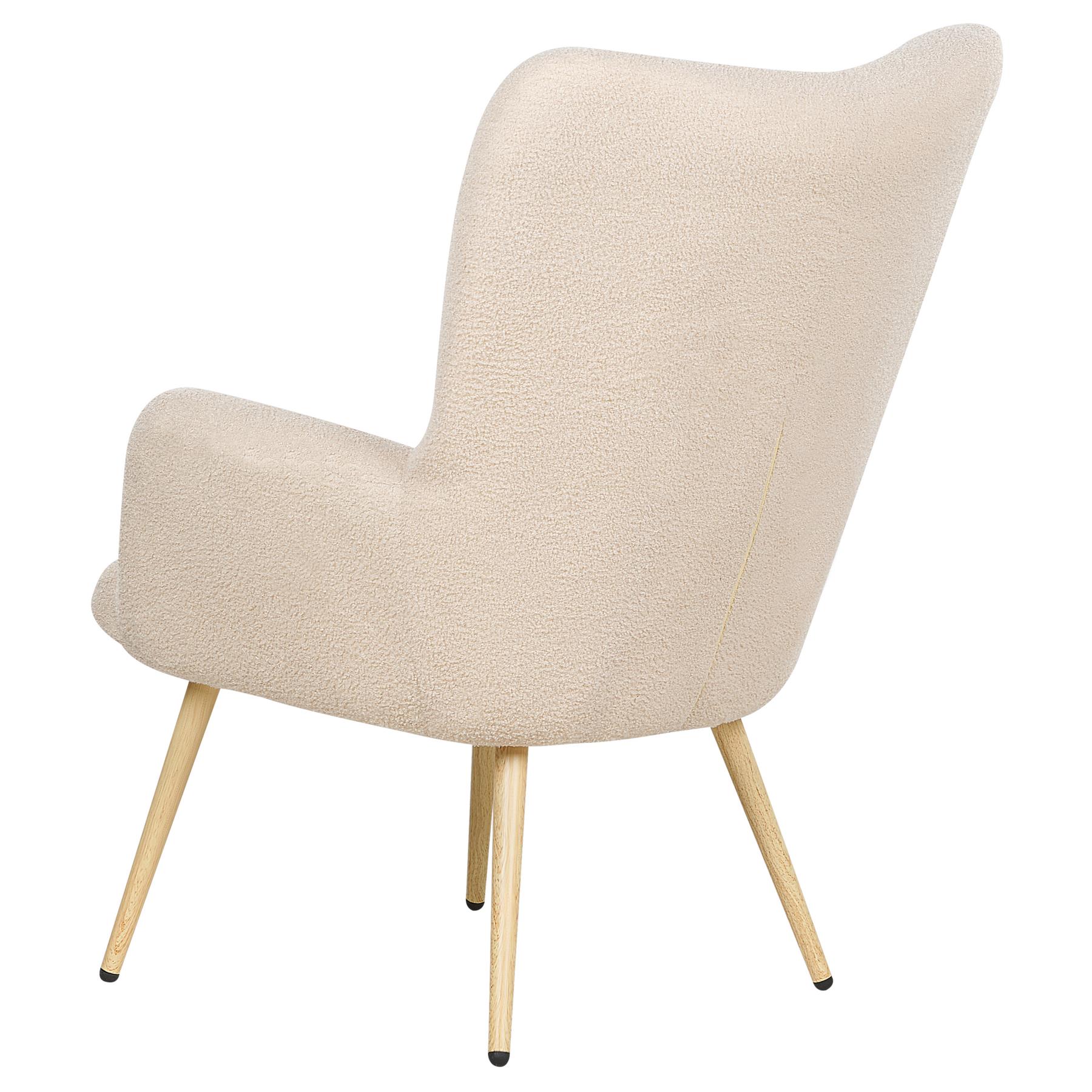 Beliani - VEJLE II - Fauteuil met hocker - Beige - Bouclé