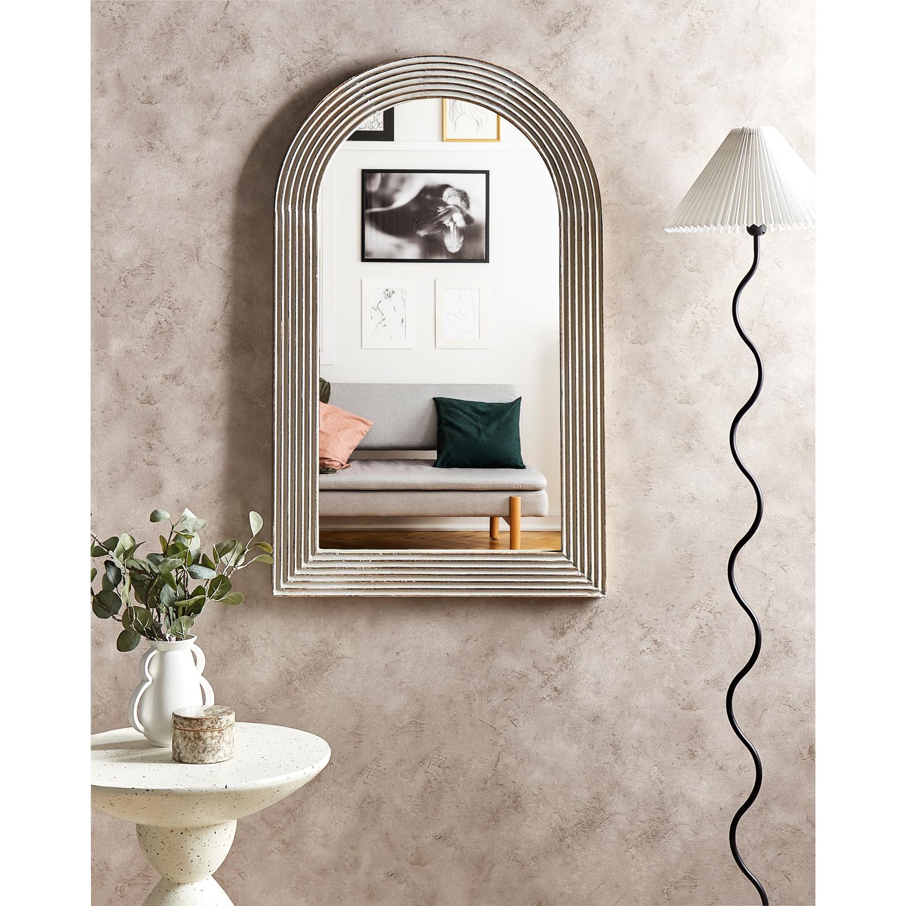 Beliani - CHANDON - Wandspiegel - Gebroken wit - Mangohout