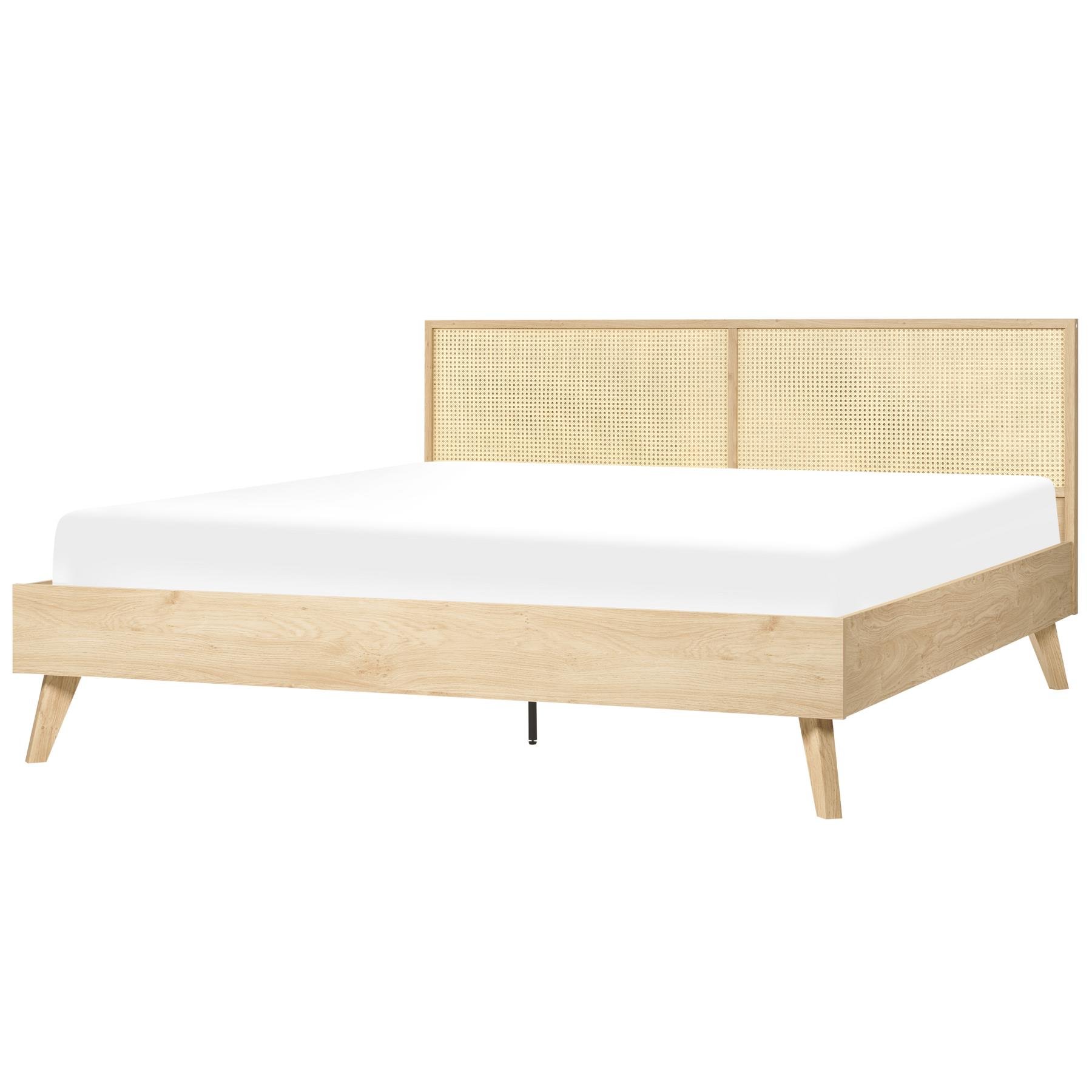 Beliani-MONPAZIER -Tweepersoonsbed-Lichthout-180 x 200 cm-Populierhout