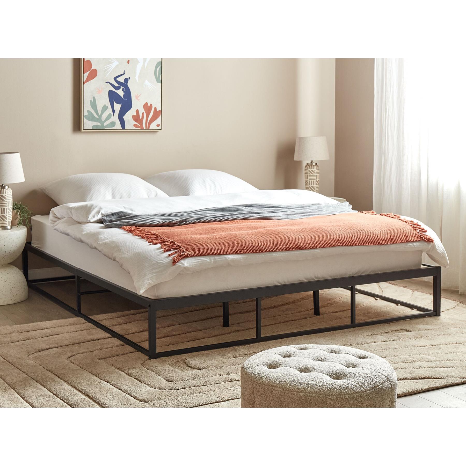 Beliani - VIRY - Tweepersoonsbed - Zwart - 180 x 200 cm - Metaal
