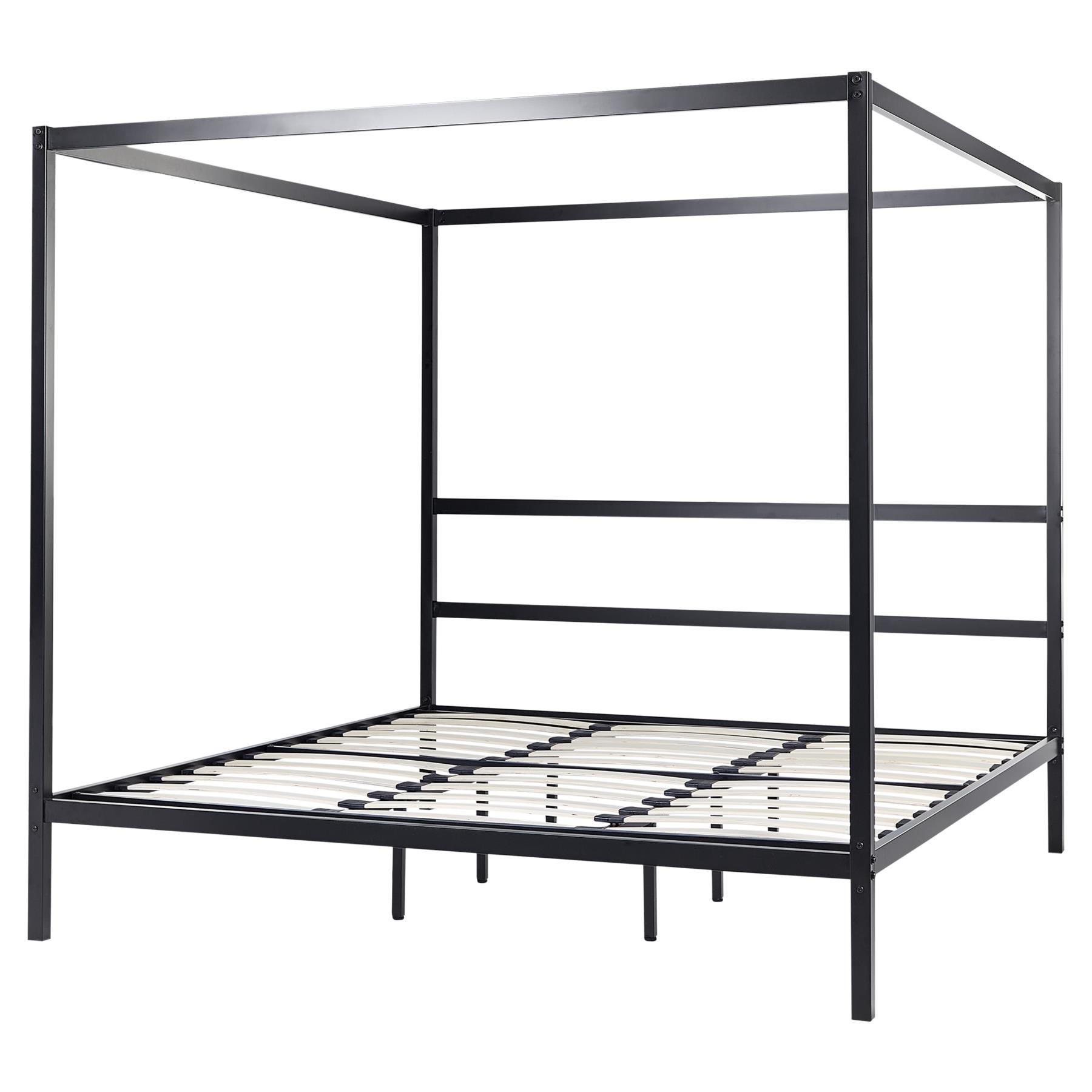 Beliani - LESTARDS - Hemelbed - Zwart - 180 x 200 cm - Staal