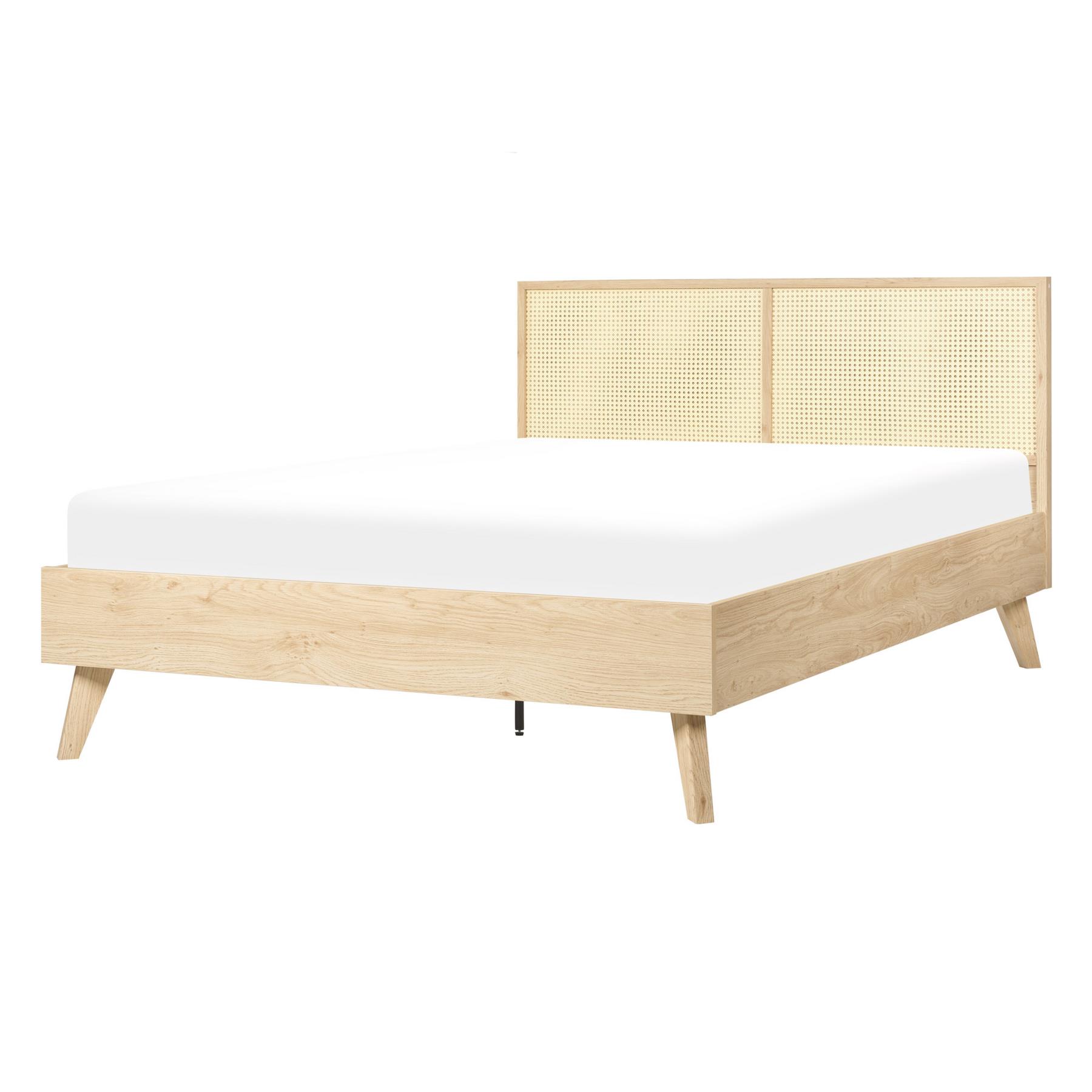 Beliani-MONPAZIER -Tweepersoonsbed-Lichthout-140 x 200 cm-Populierhout