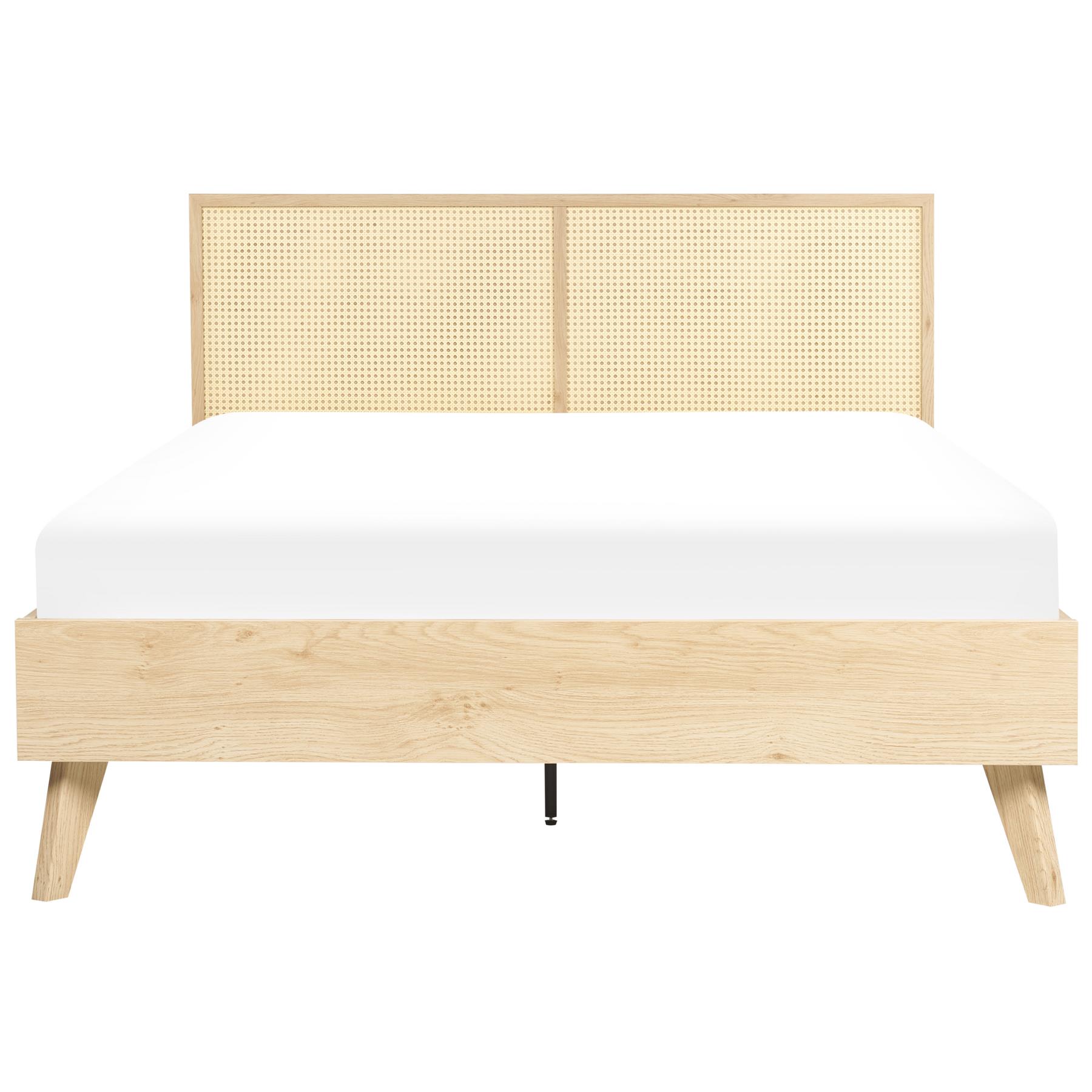 Beliani-MONPAZIER -Tweepersoonsbed-Lichthout-140 x 200 cm-Populierhout