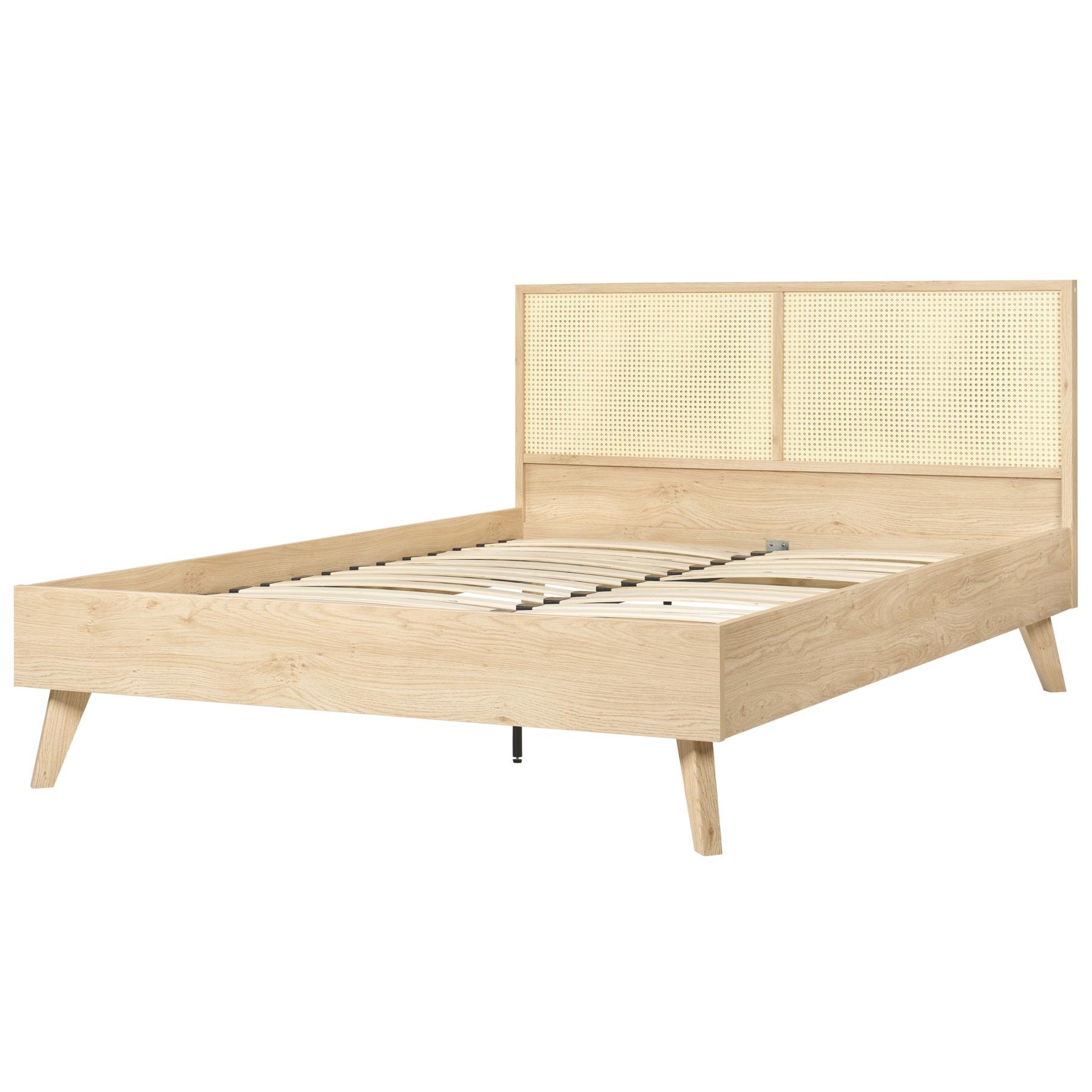 Beliani-MONPAZIER -Tweepersoonsbed-Lichthout-140 x 200 cm-Populierhout