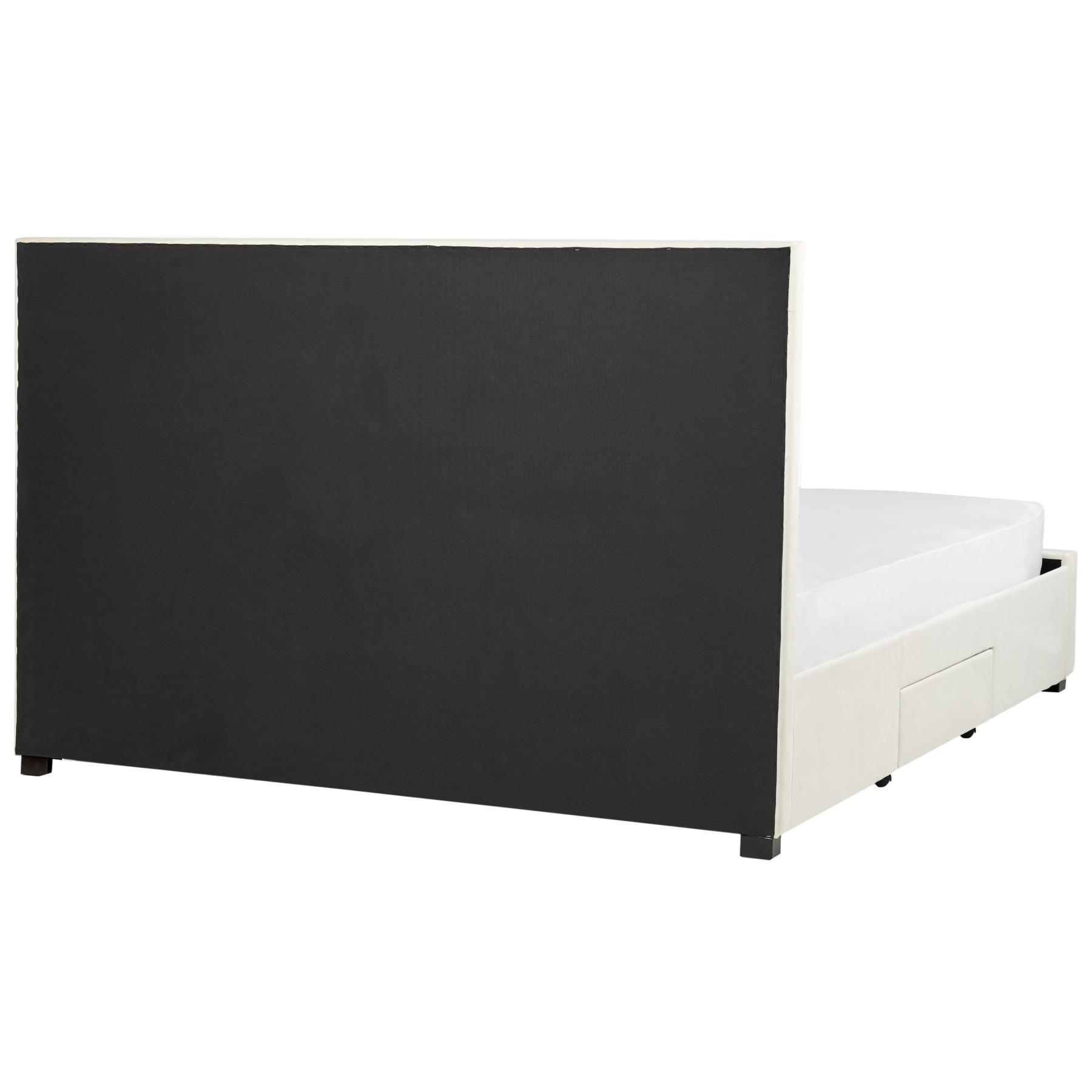 Beliani-LIEVIN-Bed met opbergruimte-Crème-180 x 200 cm-Fluweel