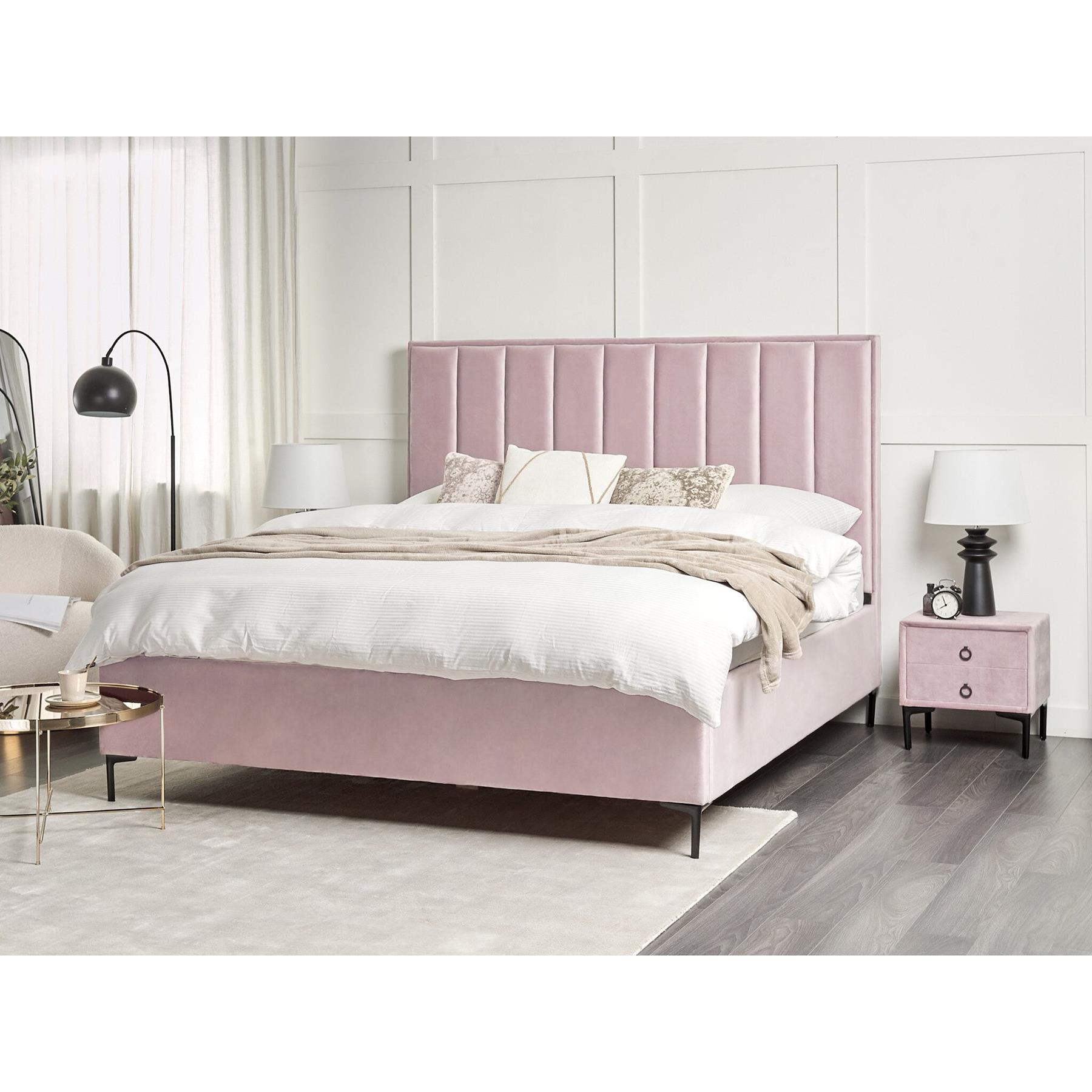 Beliani - SEZANNE - Slaapkamerset - Roze - 180 x 200 cm - Fluweel