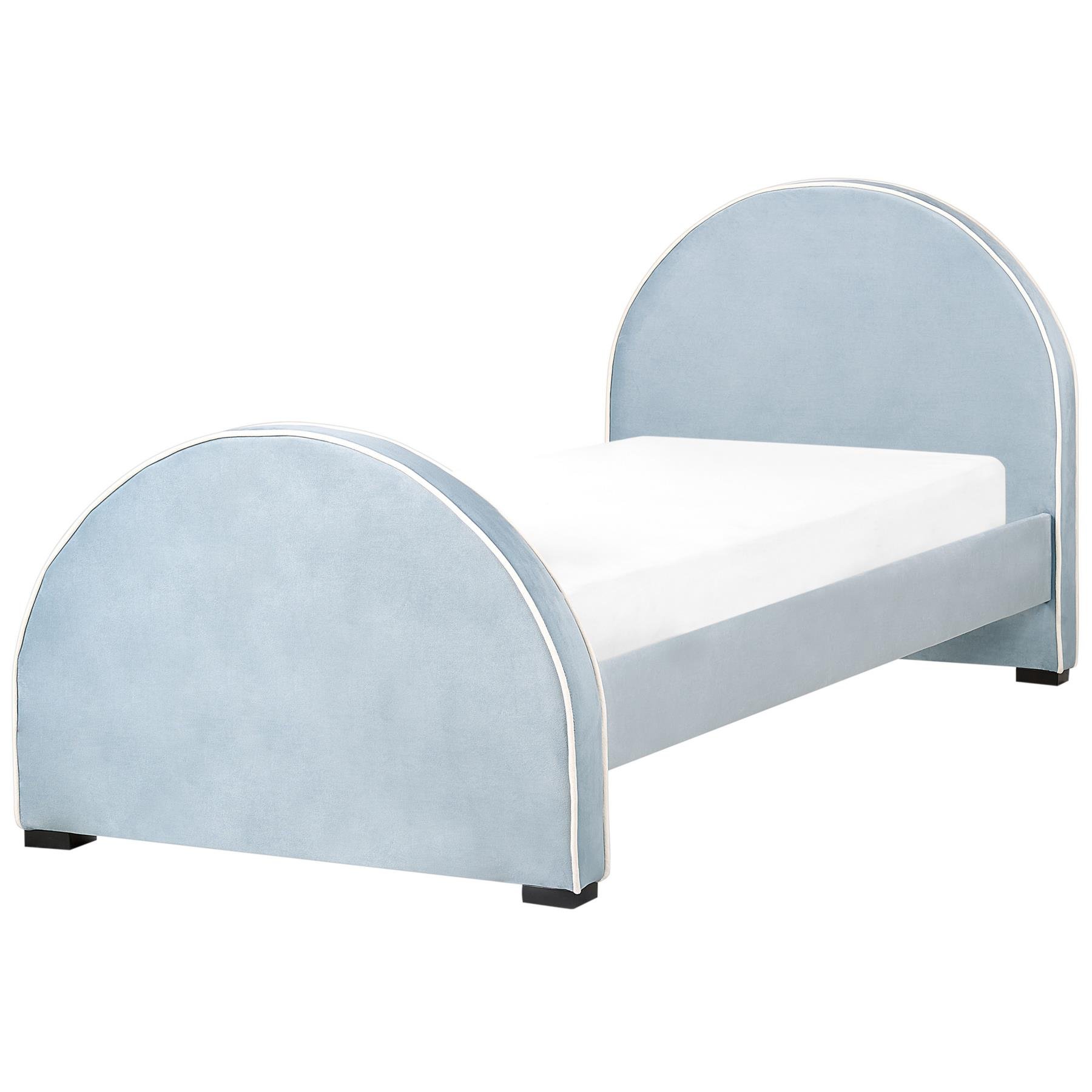 Beliani - NOZAY - Eenpersoonsbed - Lichtblauw - 90 x 200 cm - Fluweel