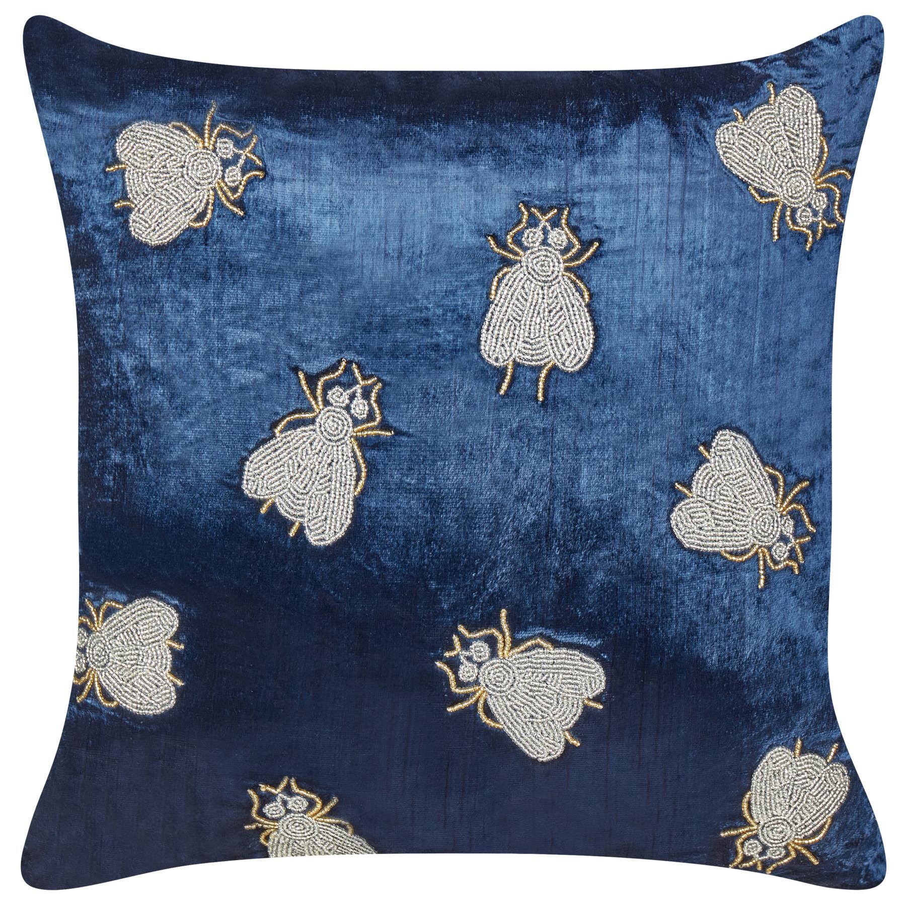 Beliani-PENTAS-Sierkussen set van 2-Blauw|Zilver- 45 x 45 cm-Fluweel