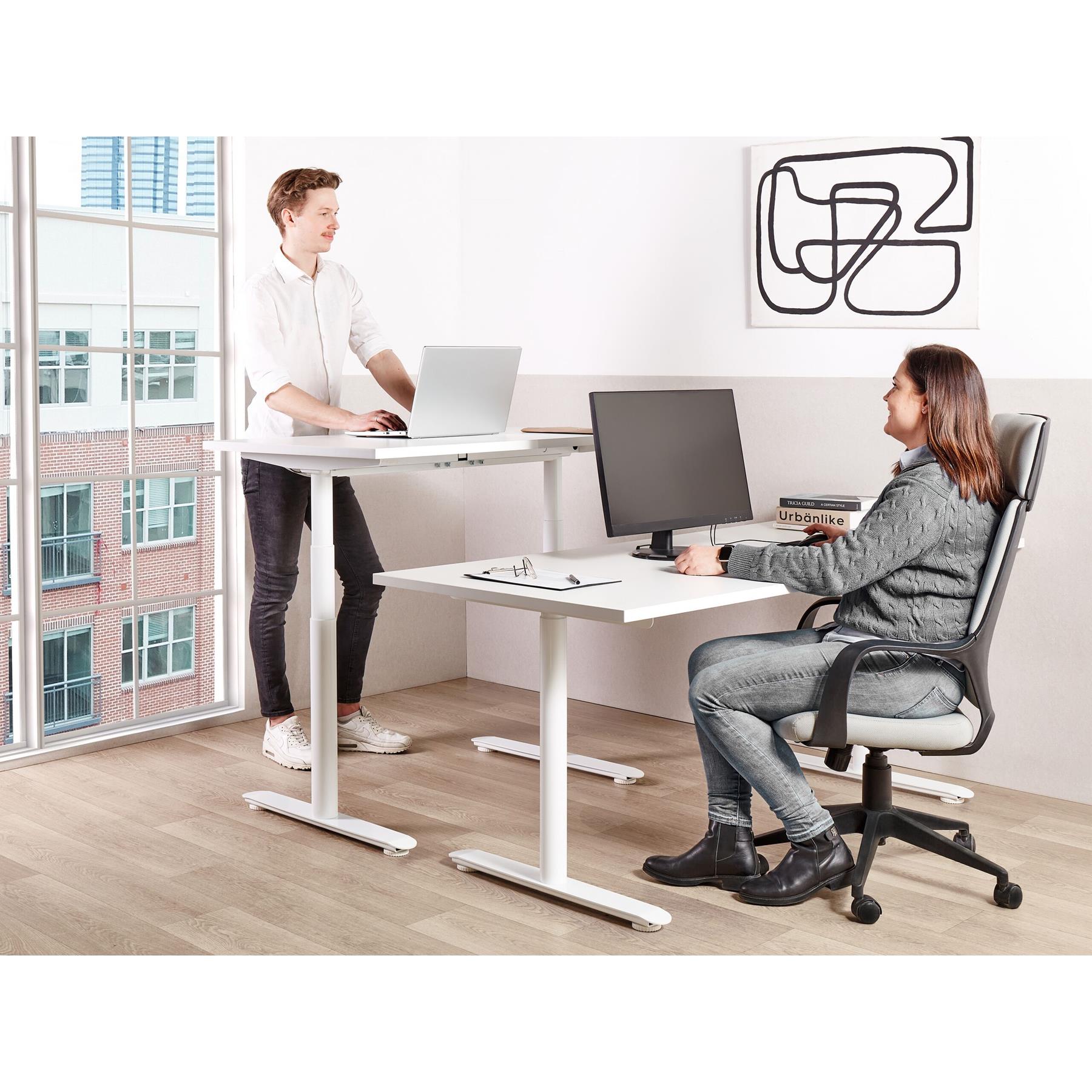 Beliani-DESTINAS-Elektrisch Verstelbaar bureau-Wit-120 cm-Spaanplaat