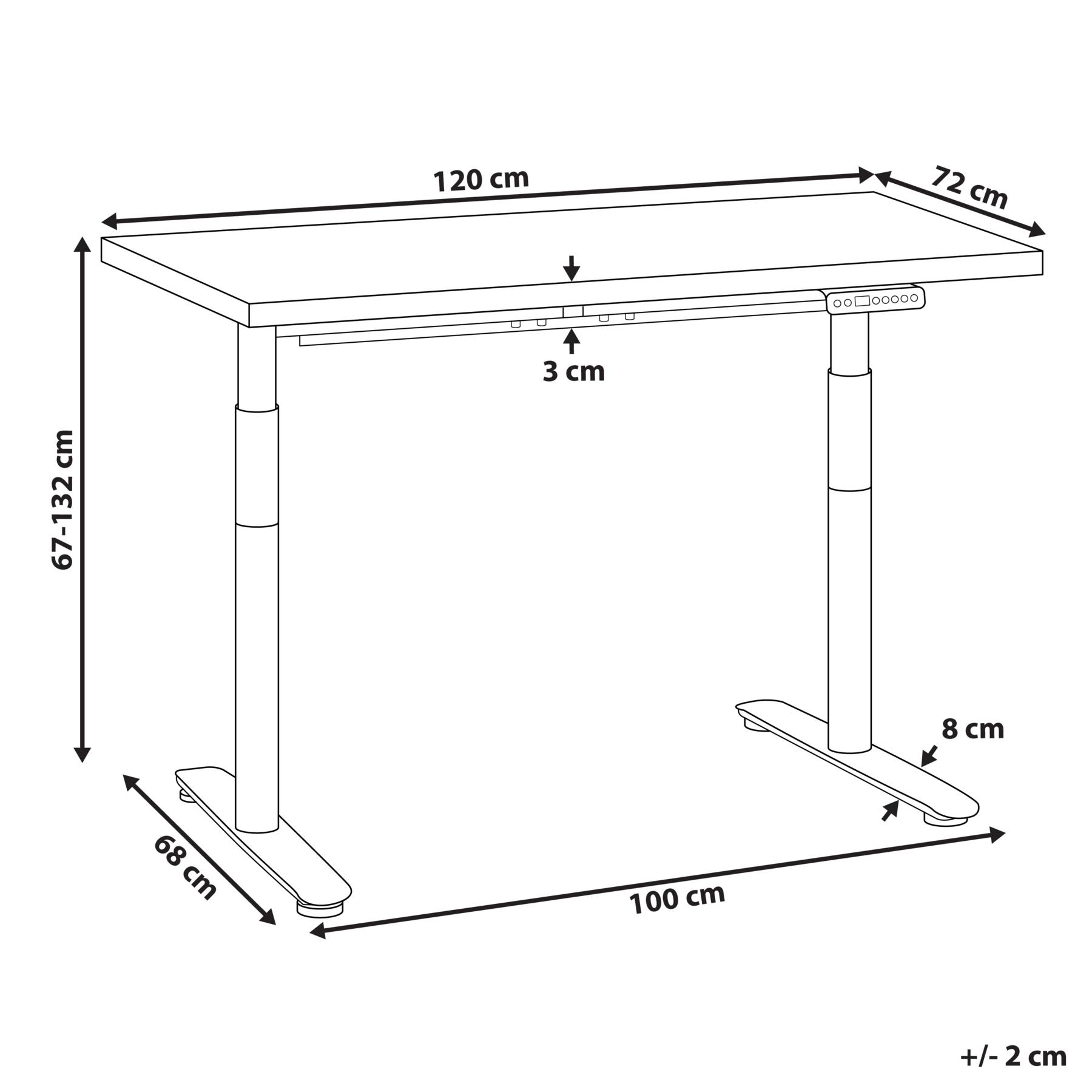 Beliani-DESTINAS-Elektrisch bureau-Donkerhout|Wit-120 cm-Spaanplaat
