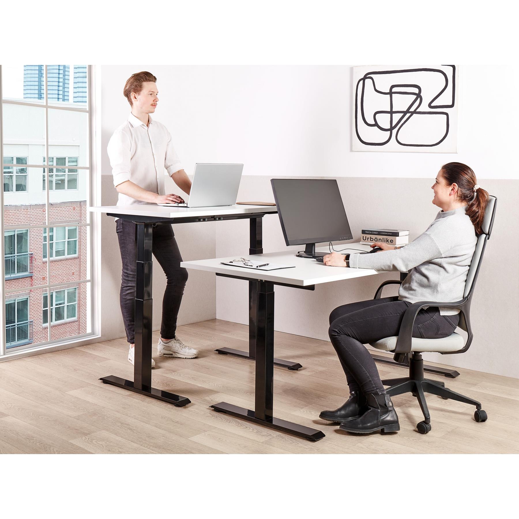 Beliani-DESTINES-Elektrisch Verstelbaar bureau-Grijs|Zwart- 180 cm-MDF