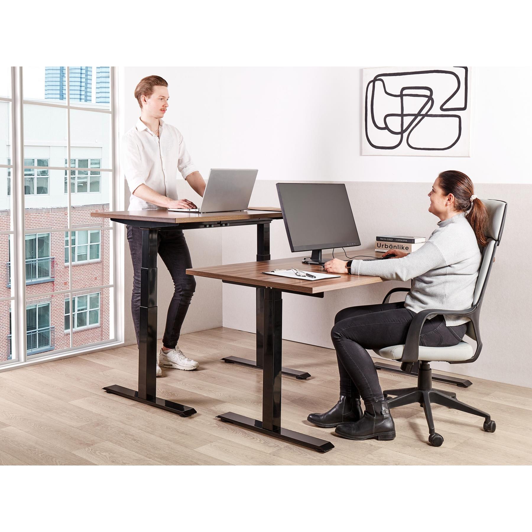 Beliani-DESTINES-Elektrisch bureau-Donkerhout|Zwart- 180 cm-MDF