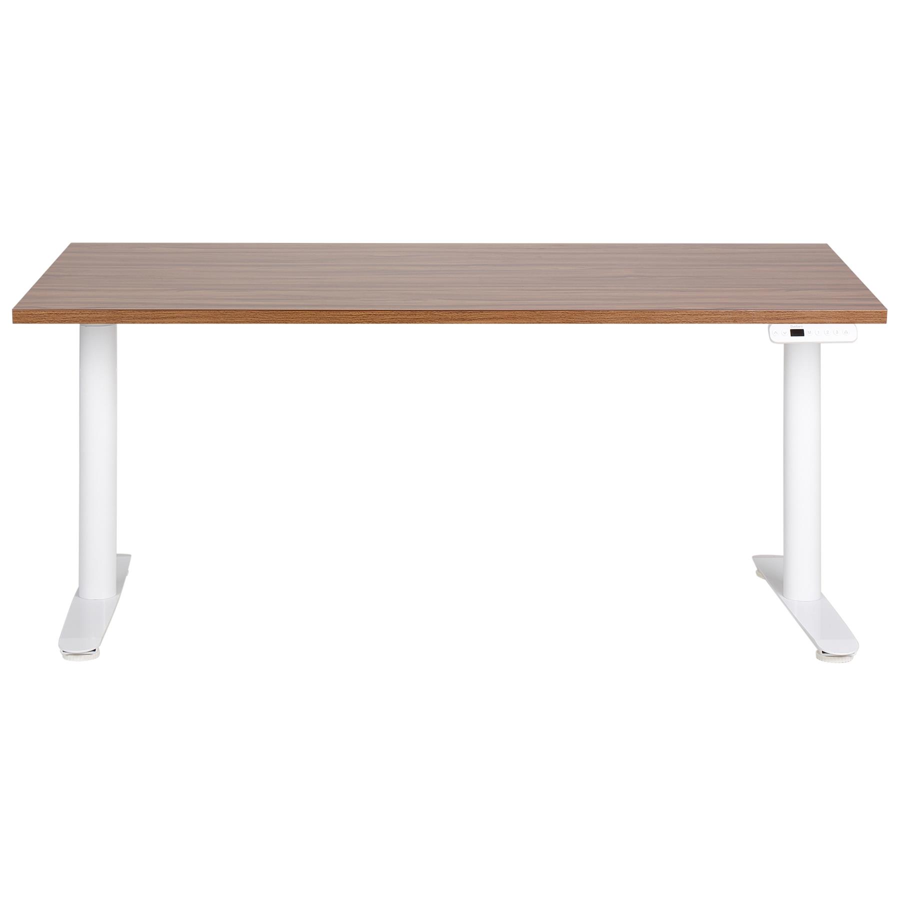Beliani - DESTINAS - Elektrisch bureau - Donkerhout|Wit - 160 cm - MDF